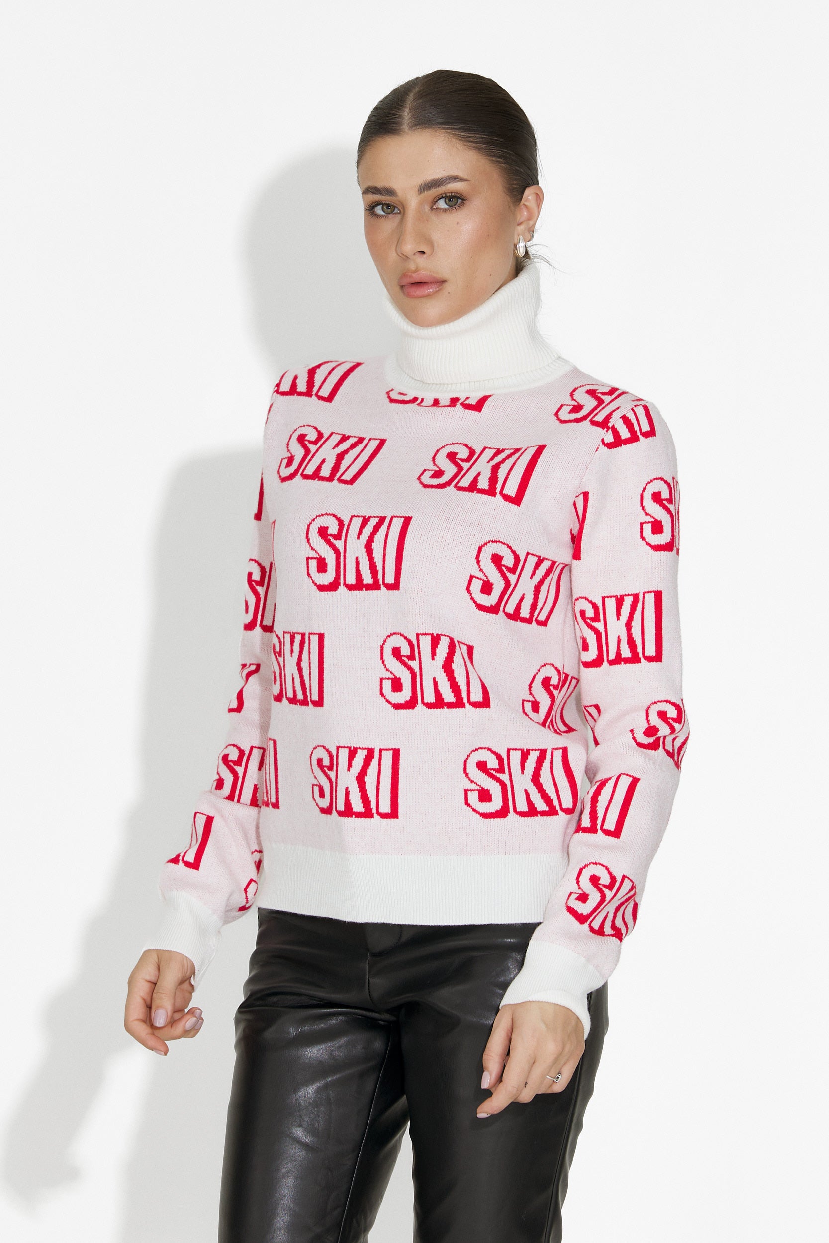 Pulover ski dama alb Caresia Bogas