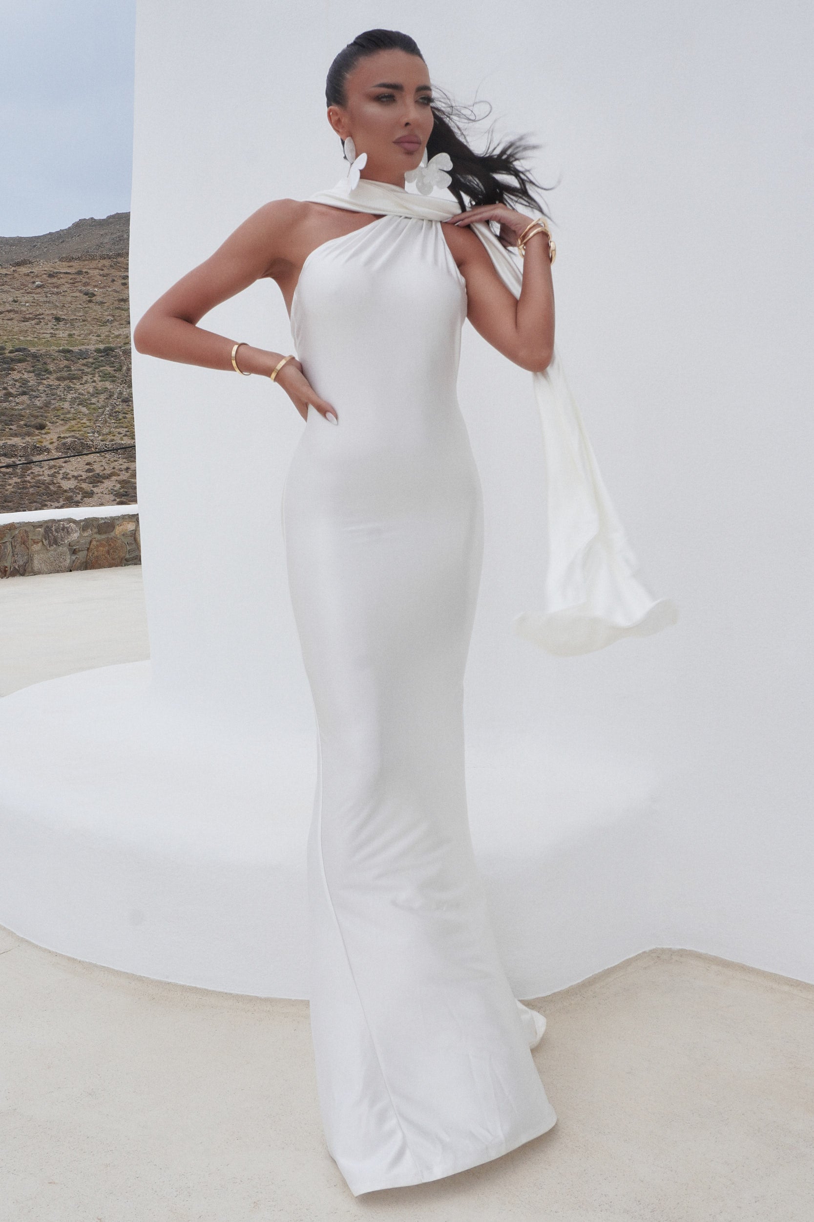 [Resigilat] Rochie dama lunga alba Conie Bogas