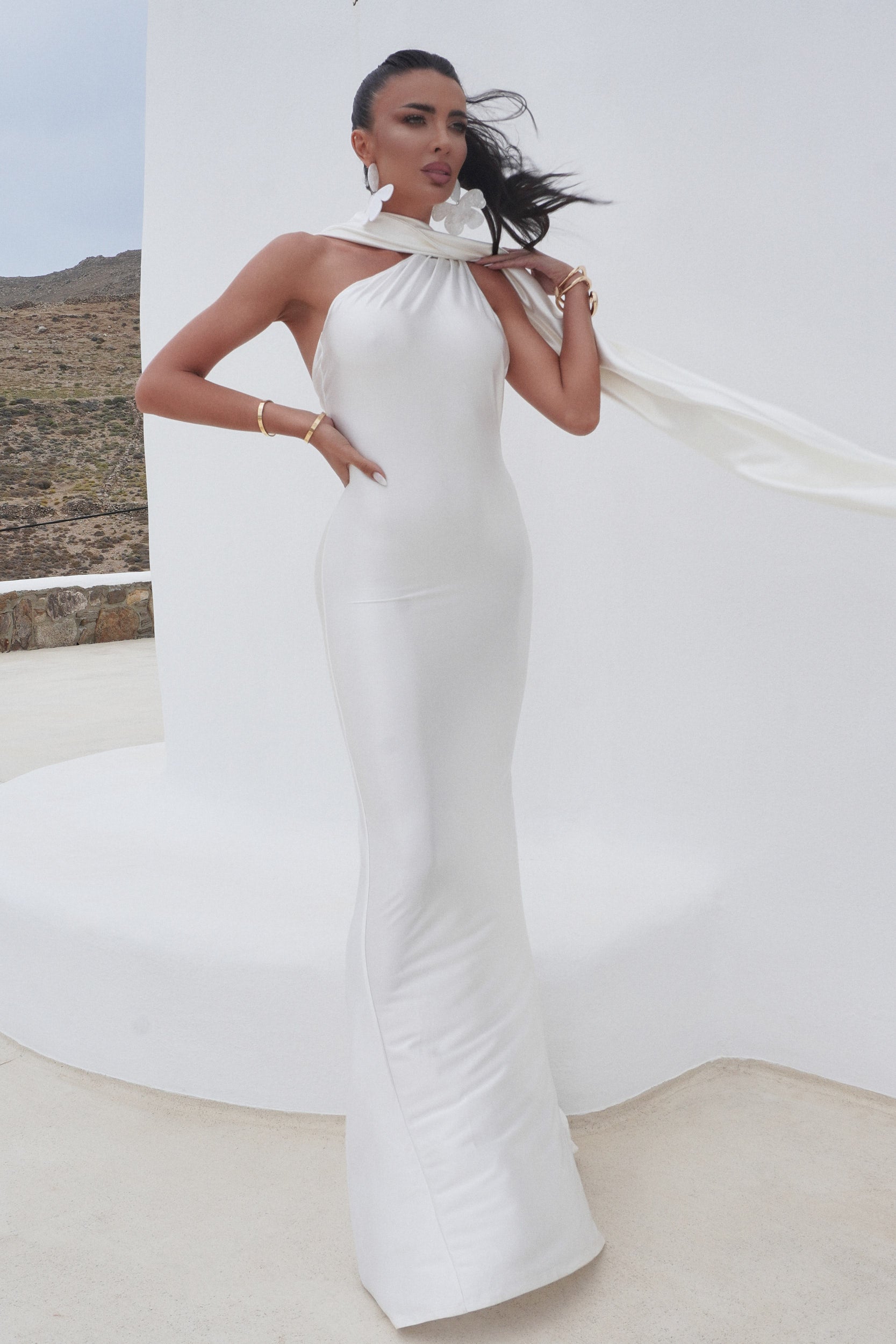 [Resigilat] Rochie dama lunga alba Conie Bogas