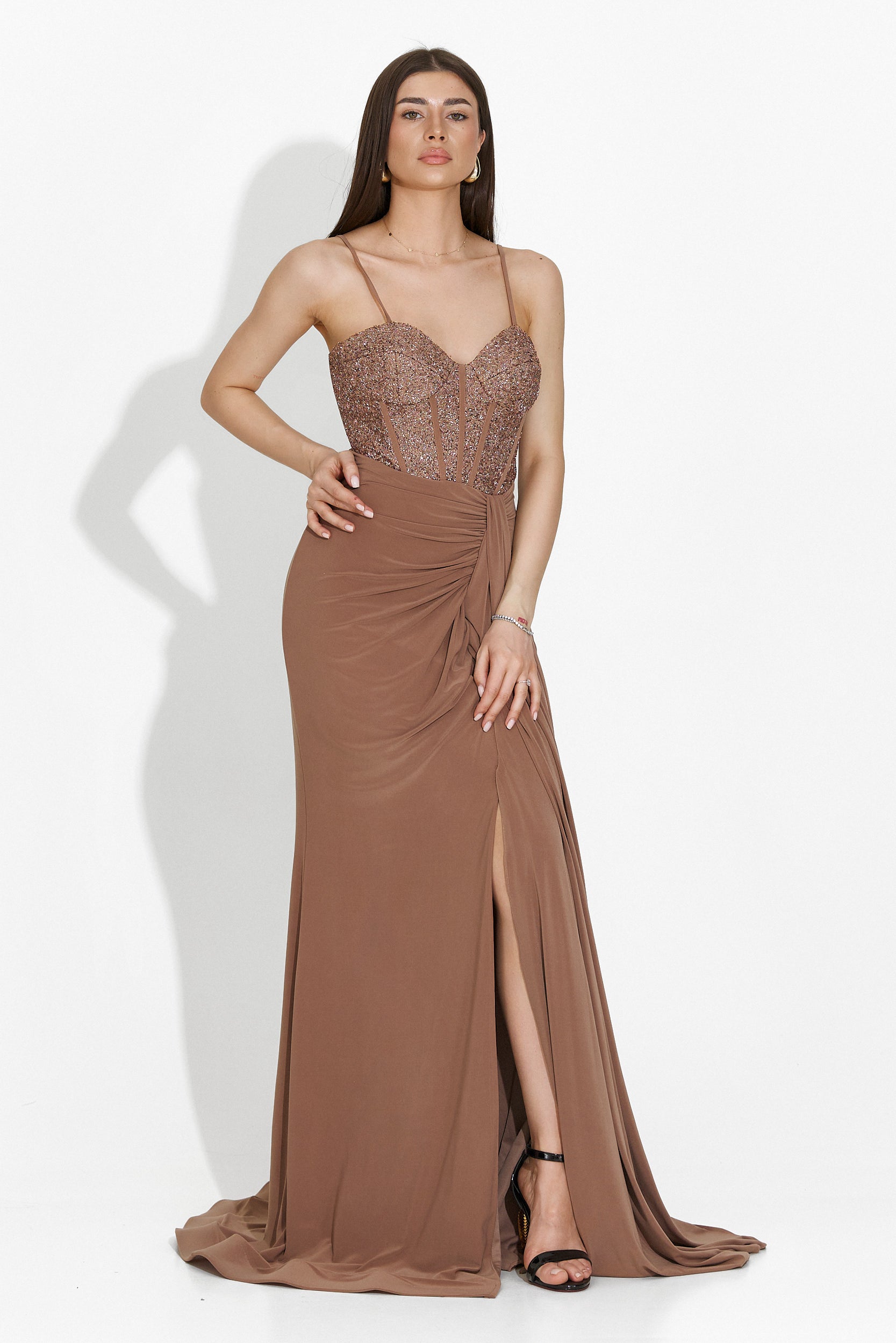 Rochie dama lunga bej Alexandria Bogas