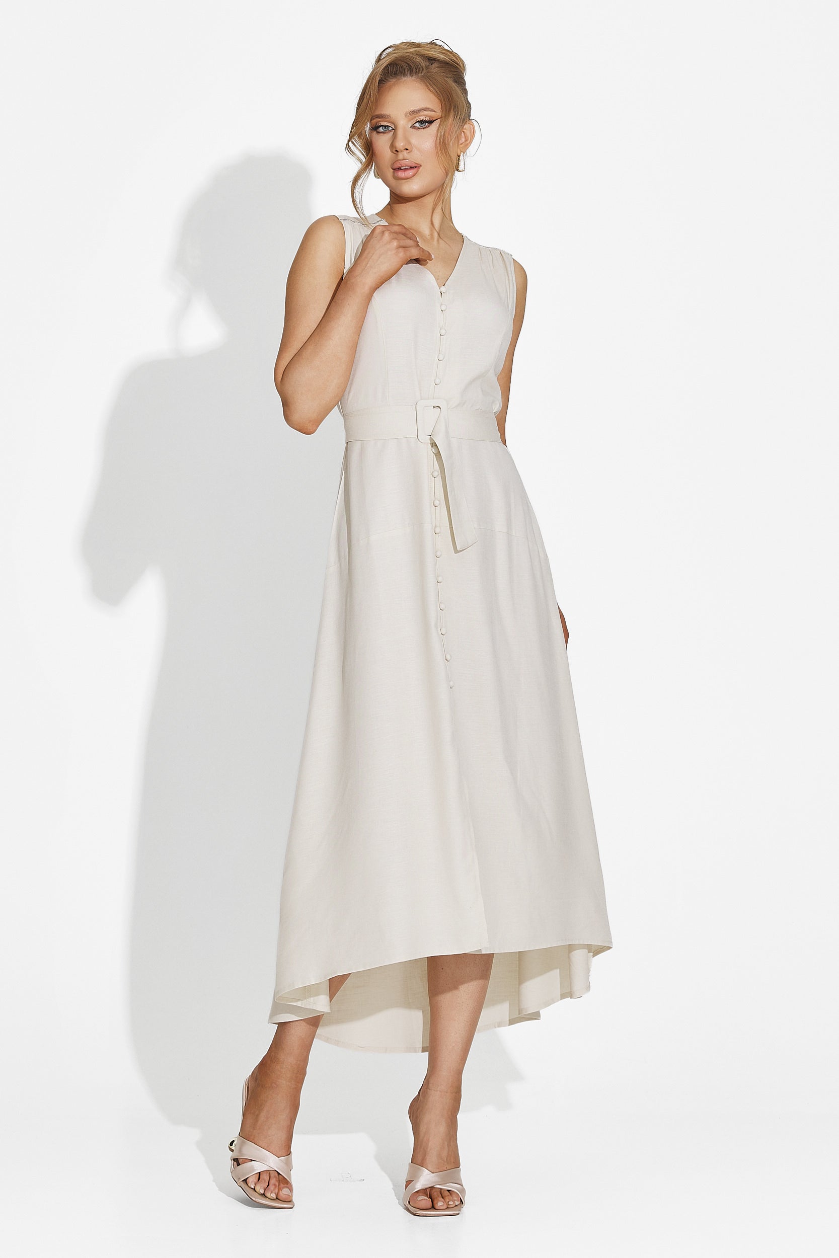 Rochie dama lunga bej Anasty Bogas