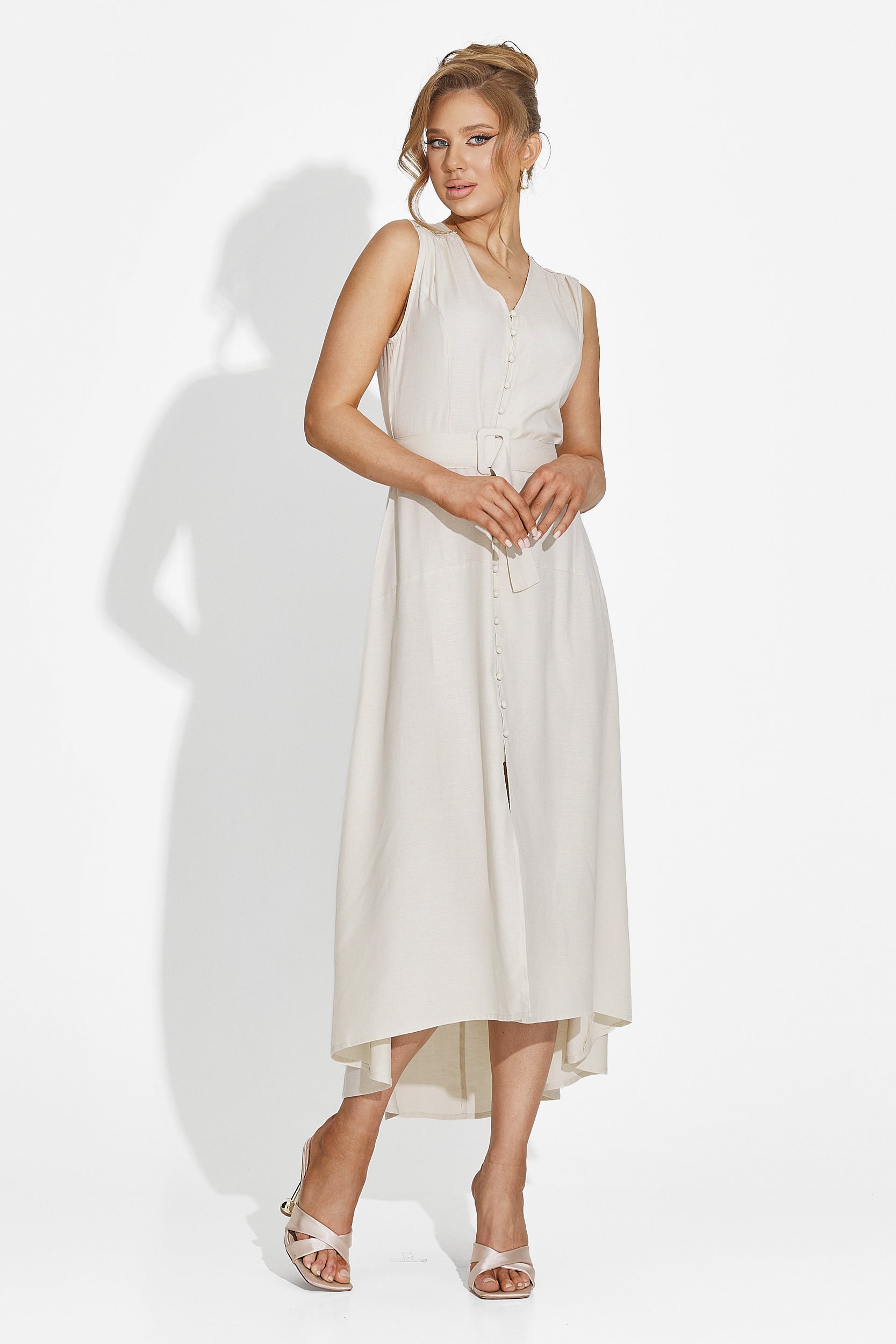 Rochie dama lunga bej Anasty Bogas