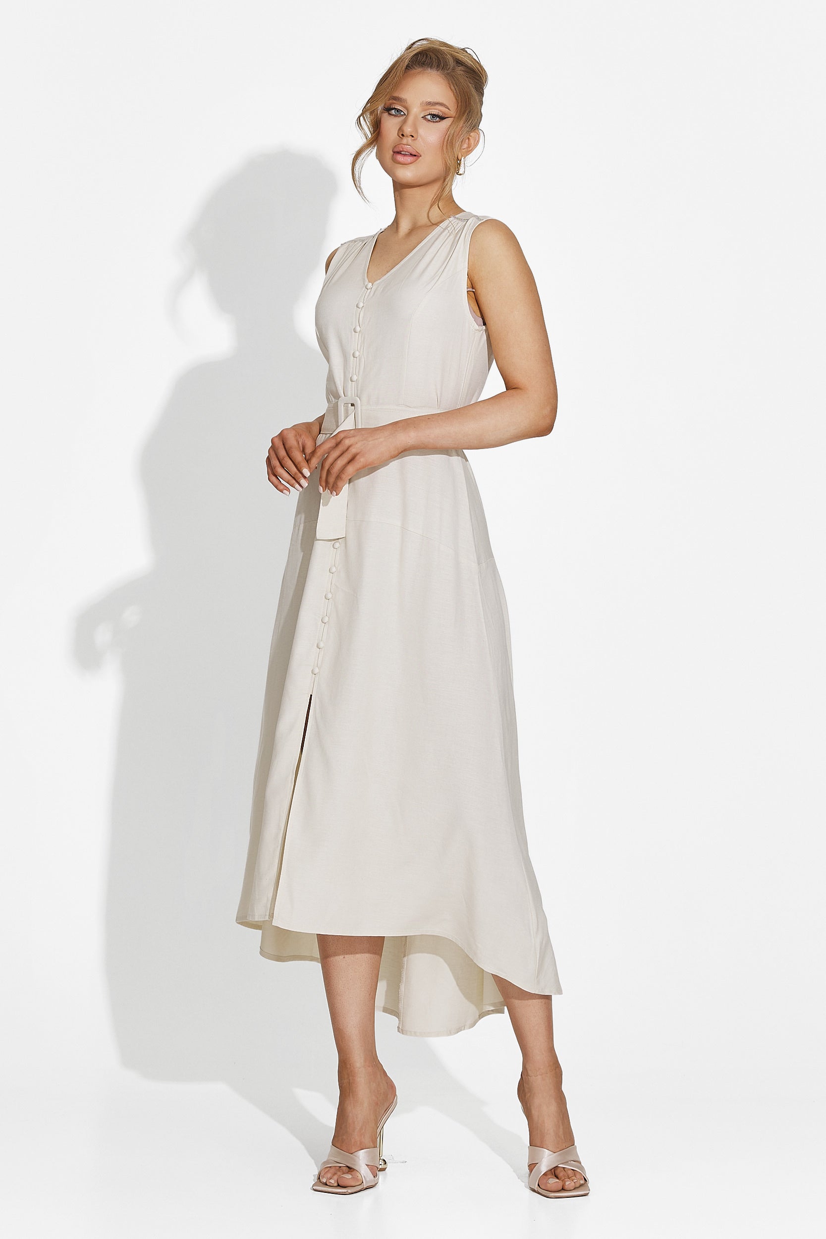 Rochie dama lunga bej Anasty Bogas