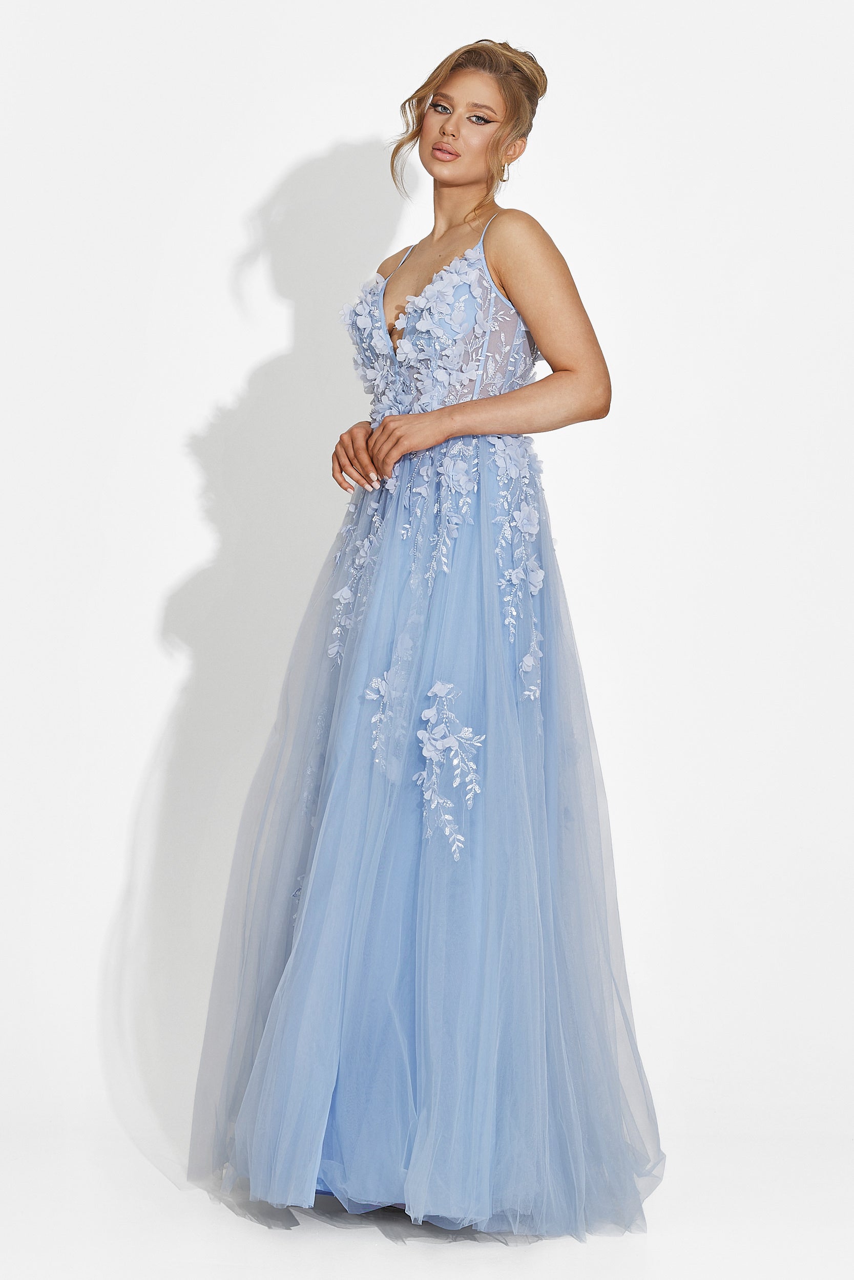 Rochie dama lunga bleu Serina Bogas