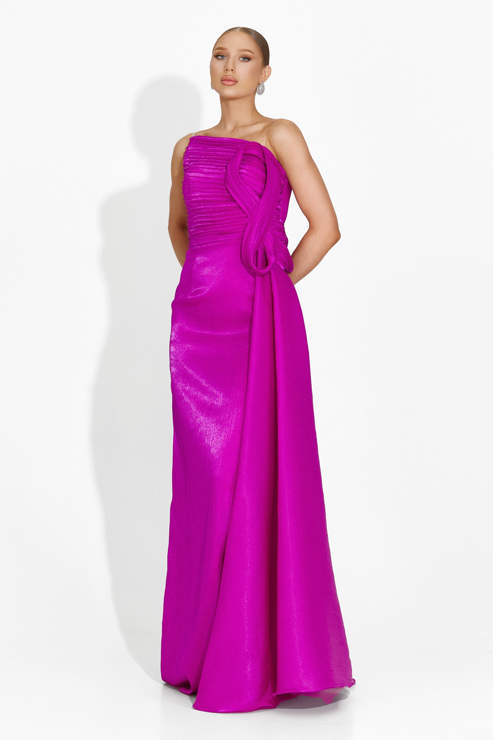 Rochie dama lunga fucsia Jadora Bogas
