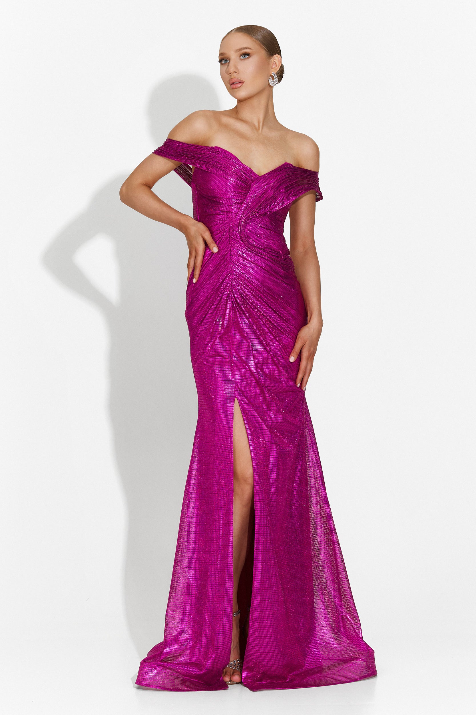 Rochie dama lunga fucsia Stephane Bogas