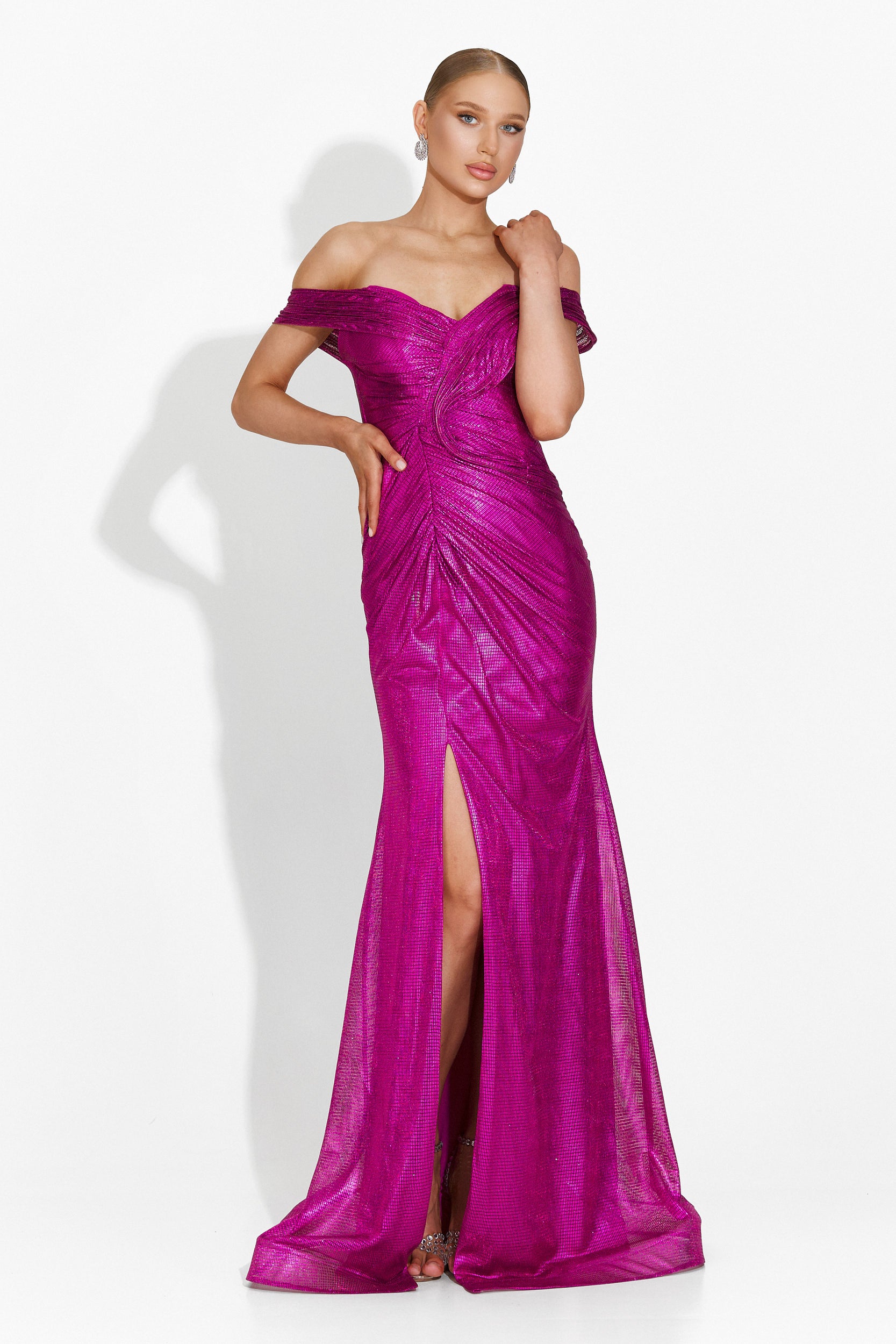 Rochie dama lunga fucsia Stephane Bogas