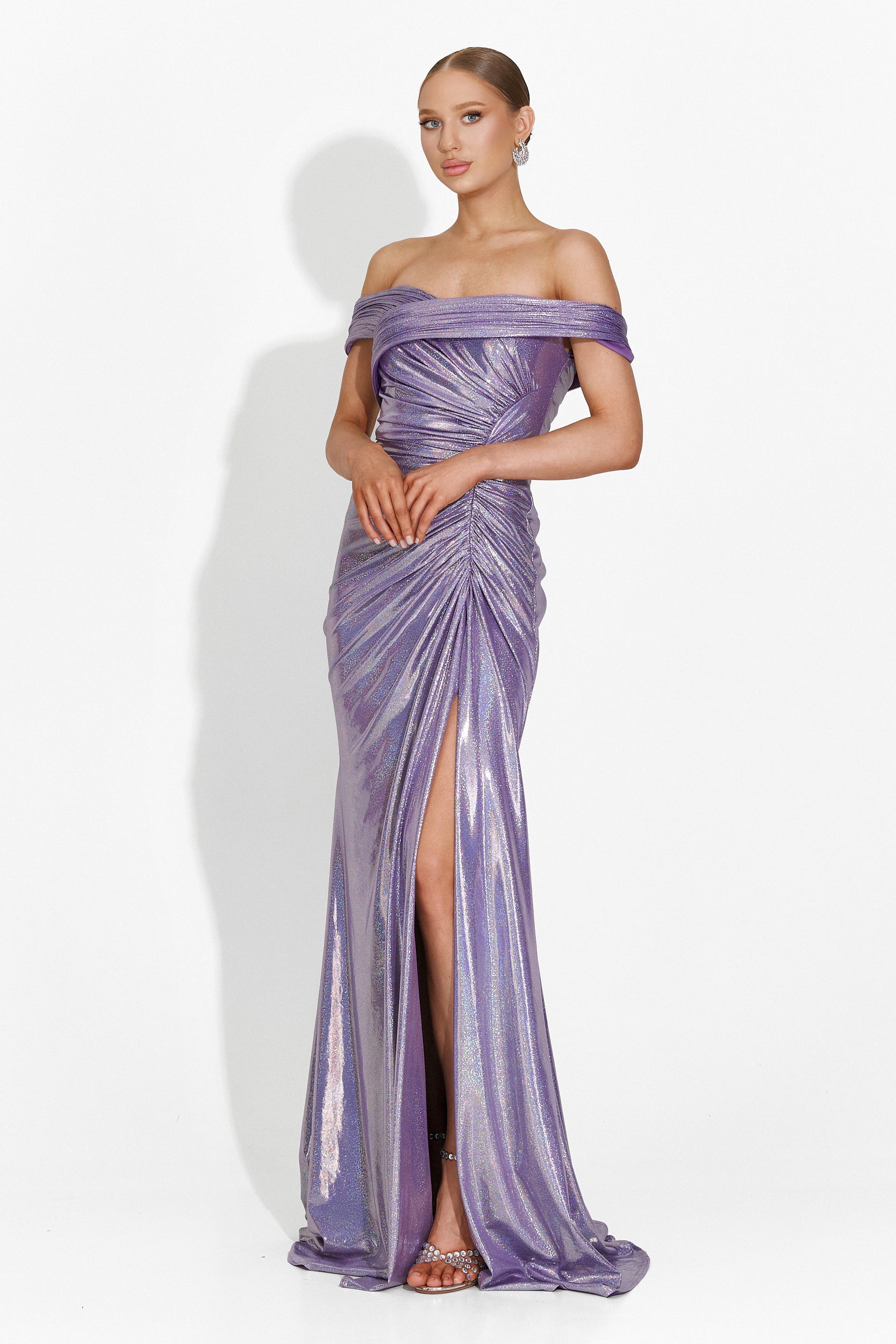 Rochie dama lunga lila Satyna Bogas