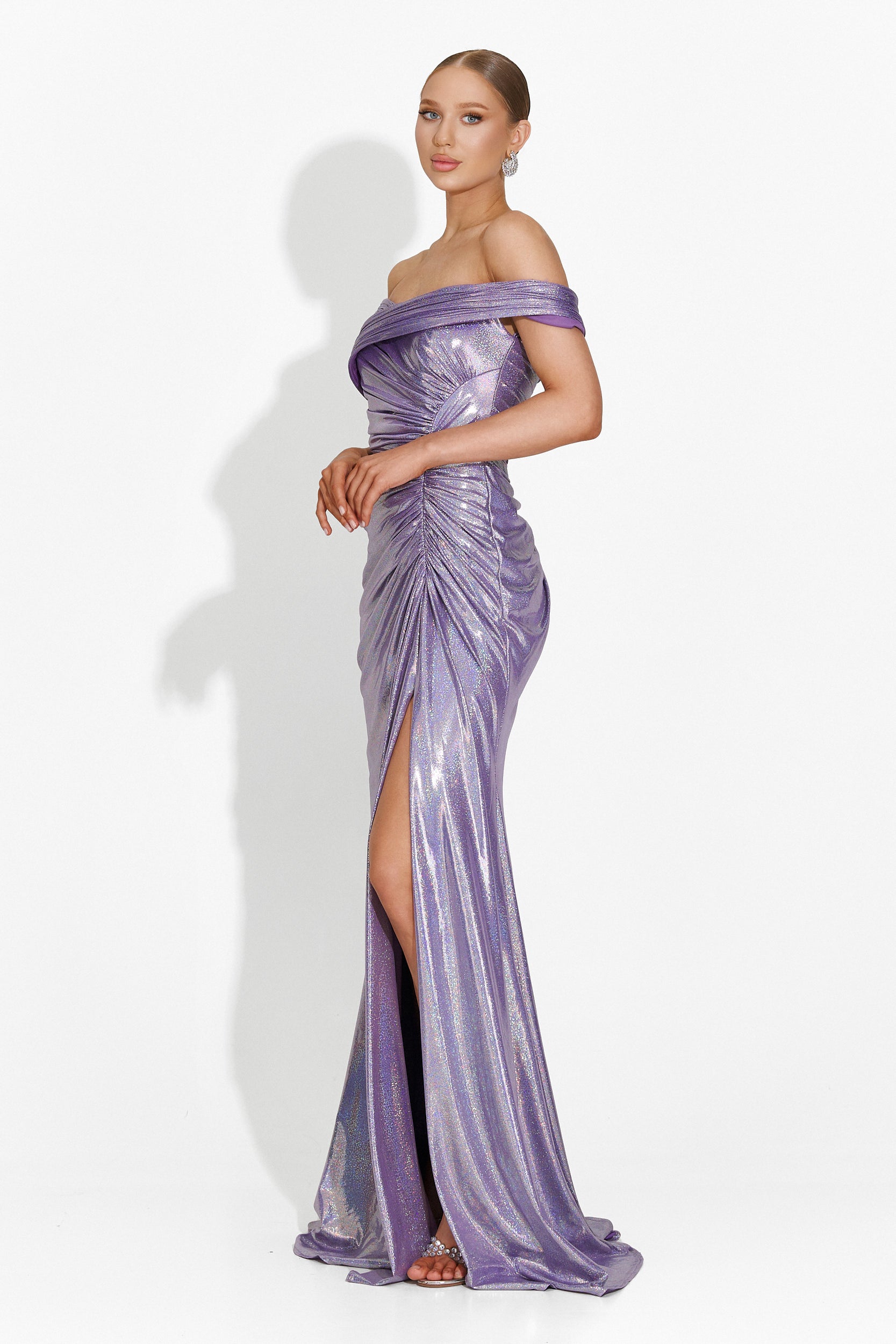 Rochie dama lunga lila Satyna Bogas