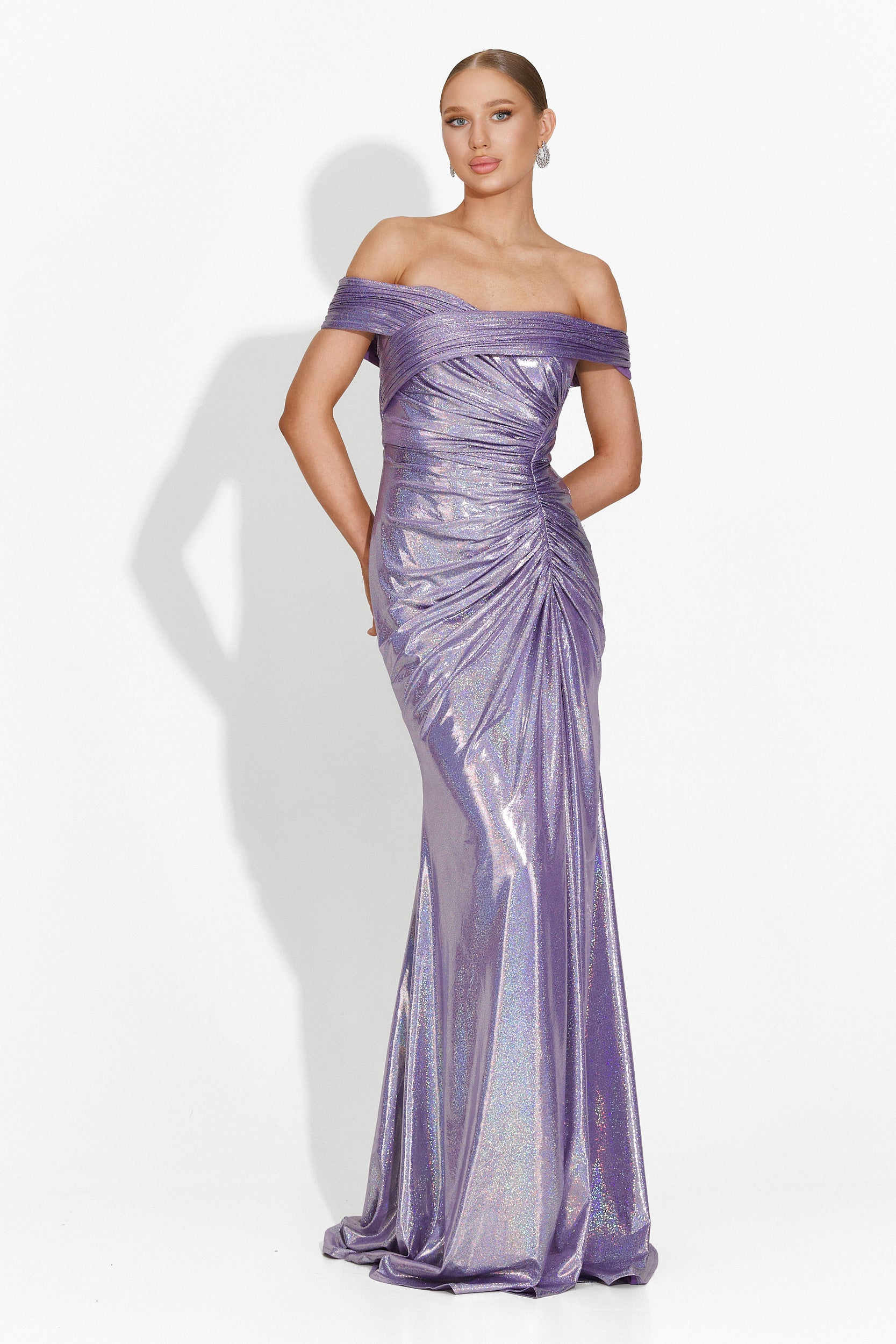 Rochie dama lunga lila Satyna Bogas