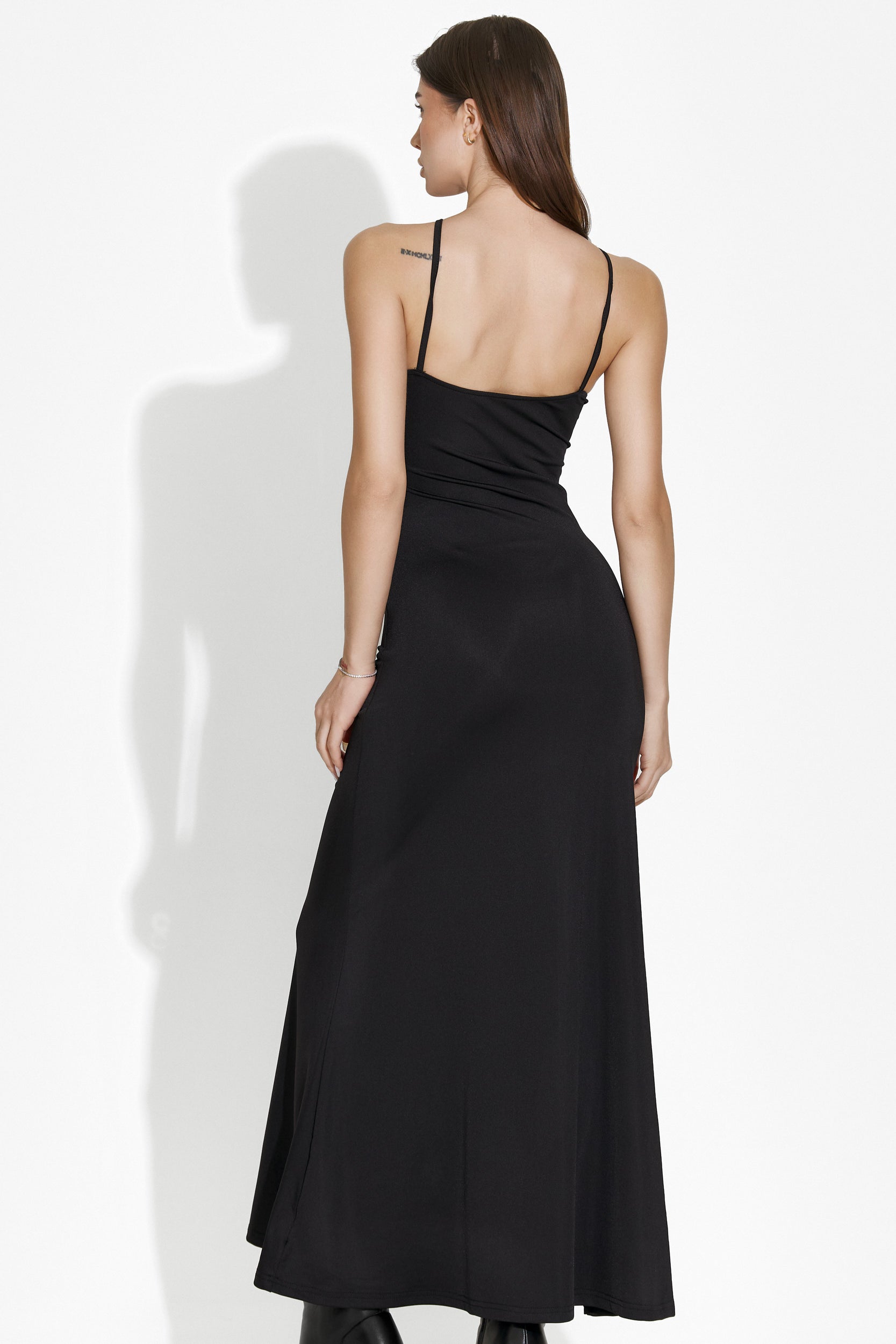 [Resigilat] Rochie dama lunga lycra neagra Loekie Bogas