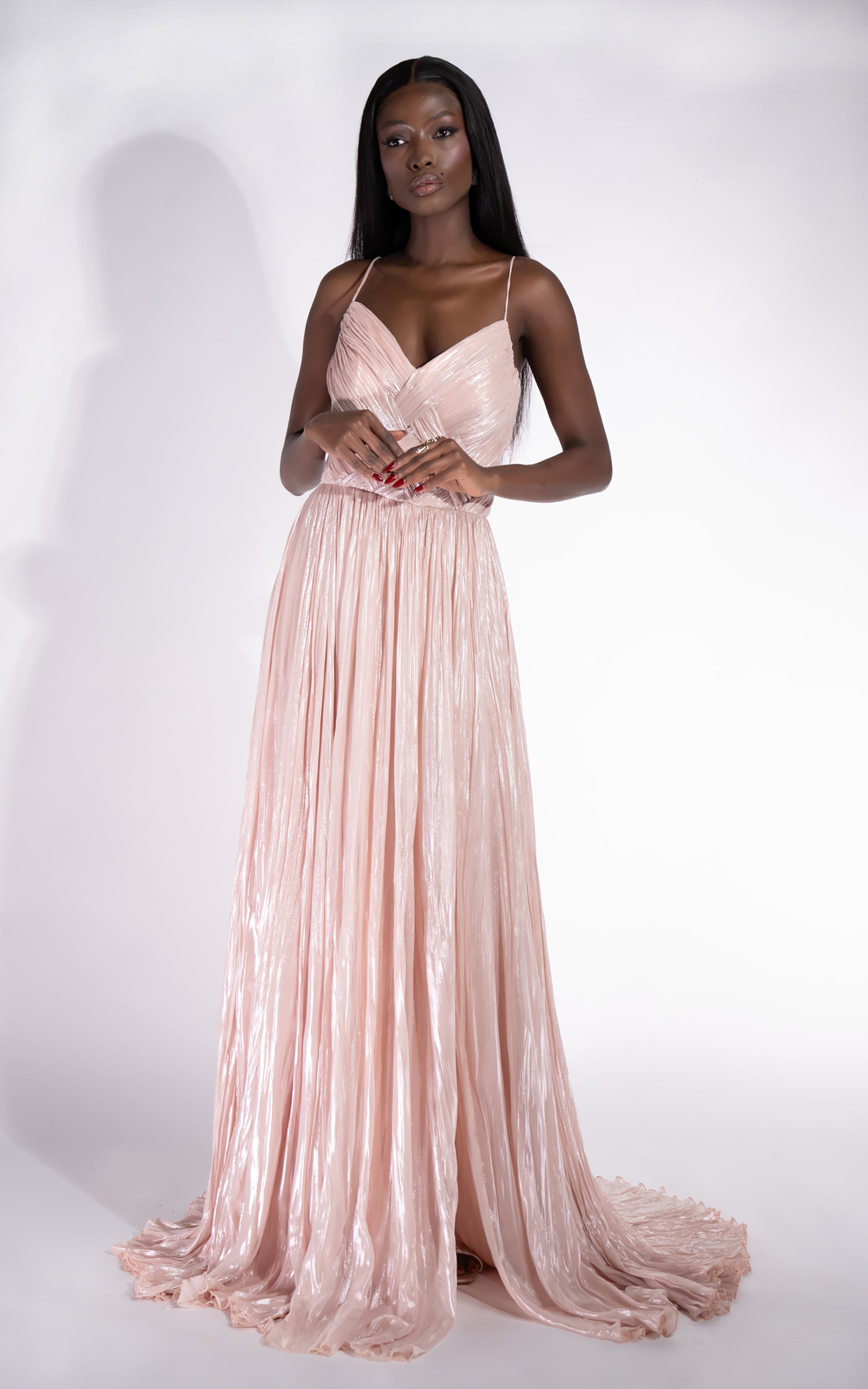 Rochie dama lunga piersica Edyna Bogas