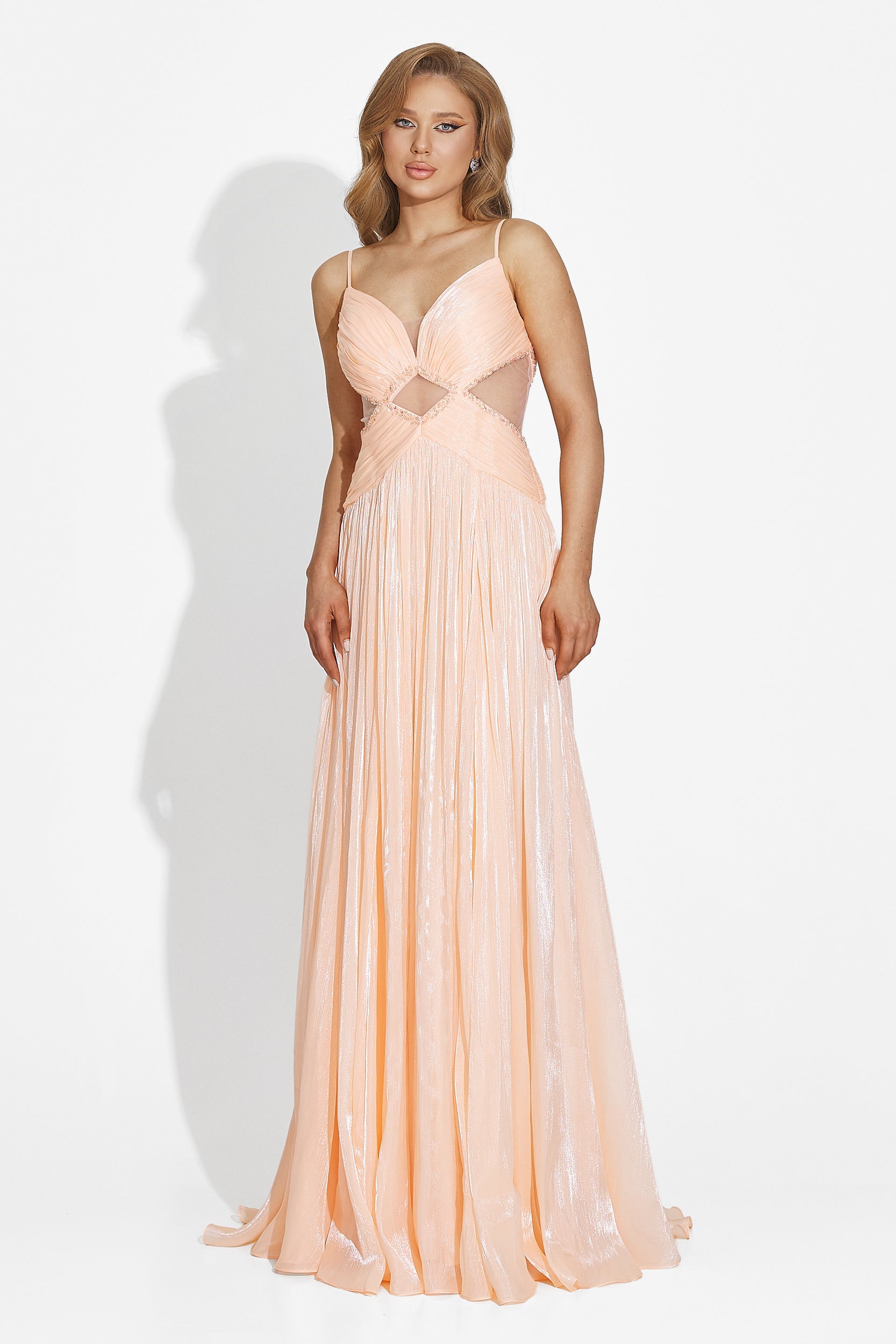 Rochie dama lunga piersica Latisha Bogas