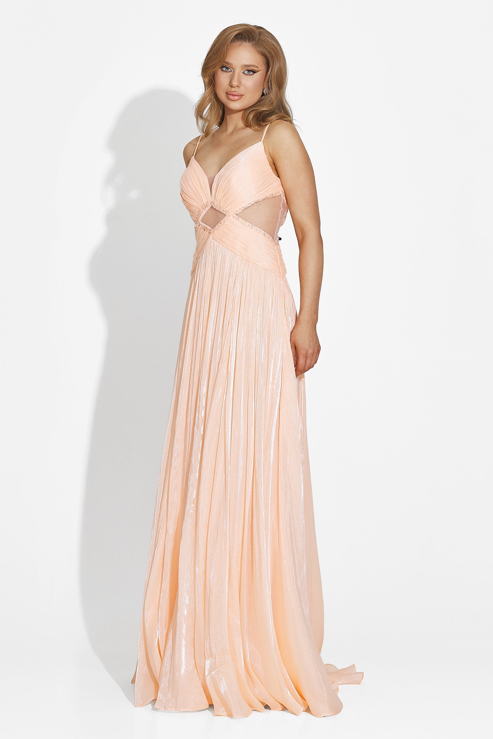 Rochie dama lunga piersica Latisha Bogas