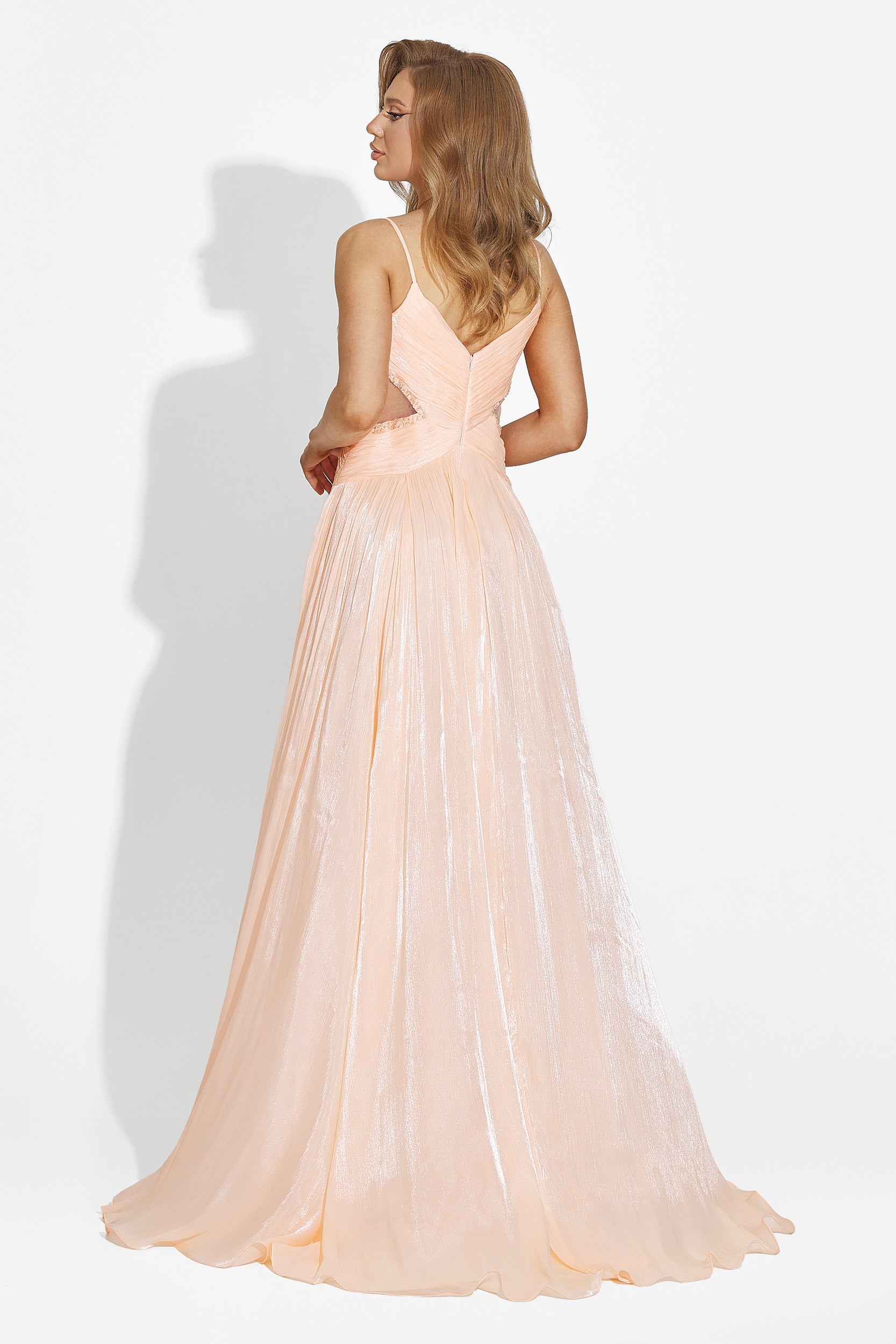 Rochie dama lunga piersica Latisha Bogas