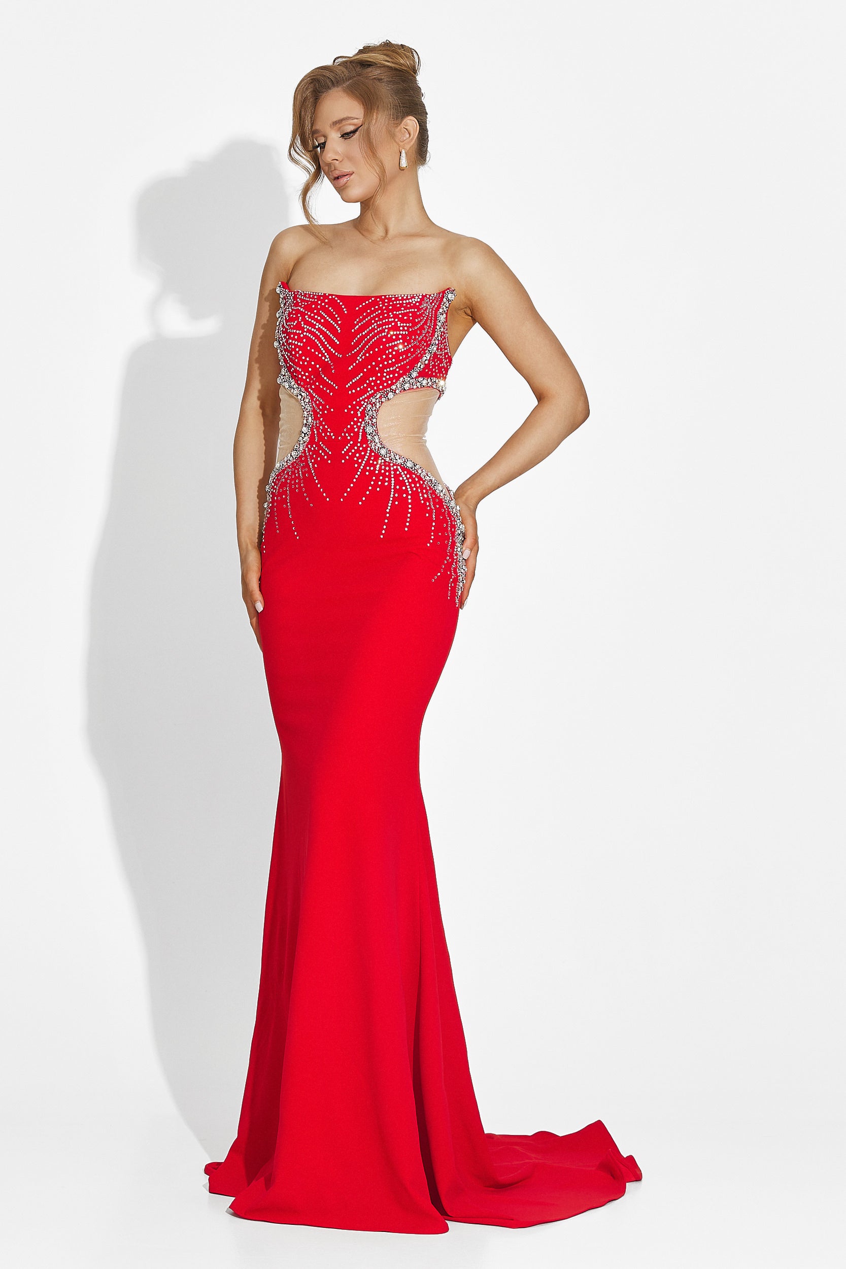 Rochie dama lunga rosie Zovina Bogas