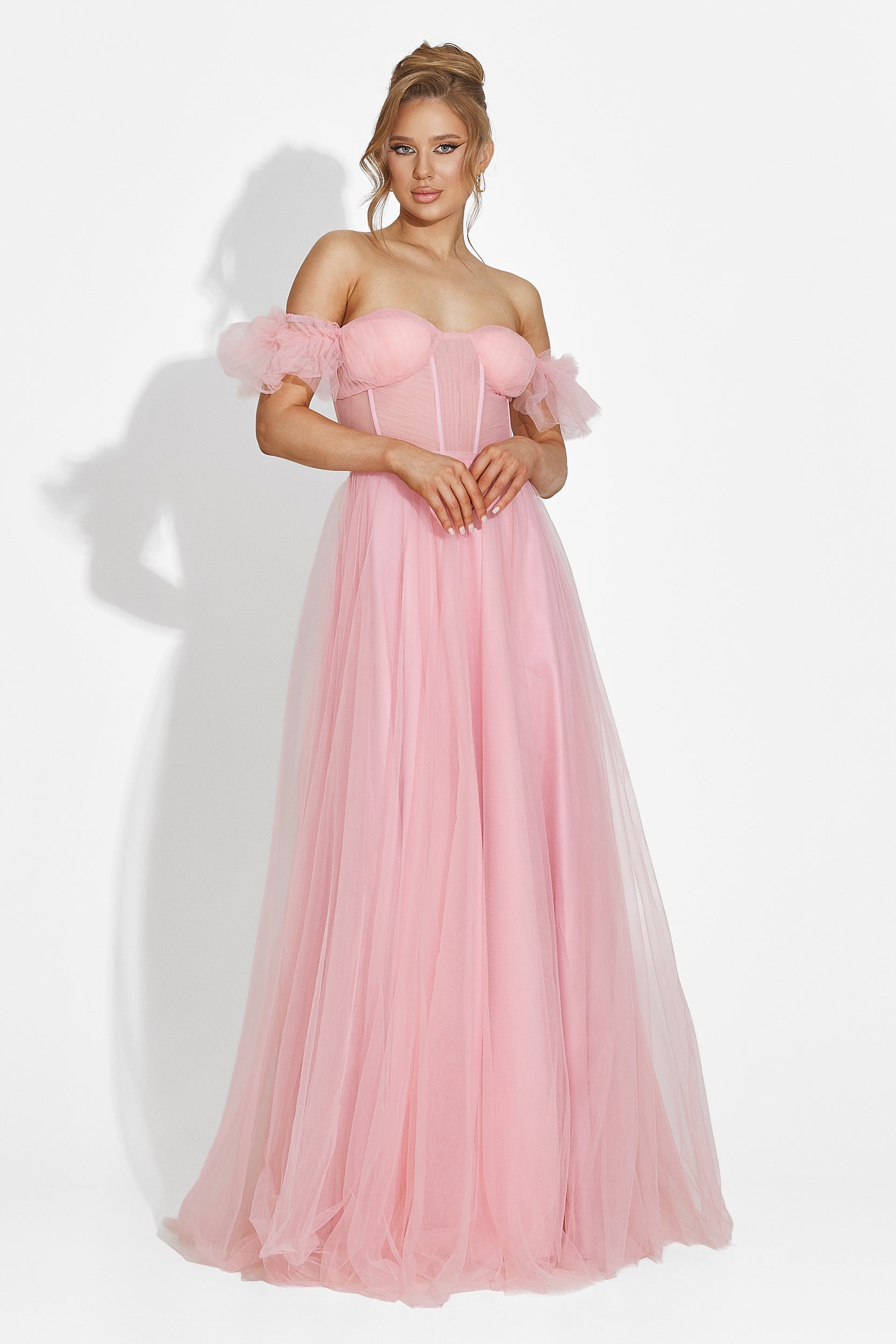 Rochie dama lunga roz Janiece Bogas