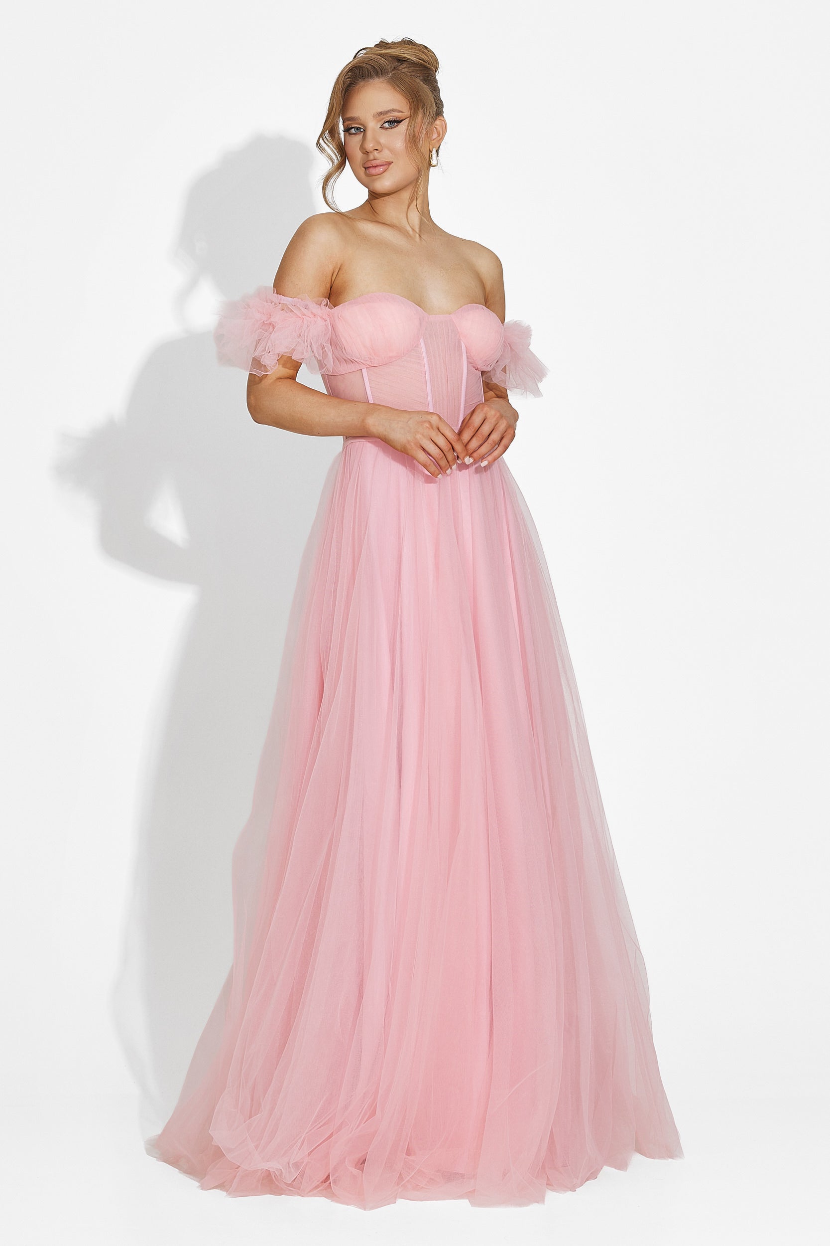 Rochie dama lunga roz Janiece Bogas