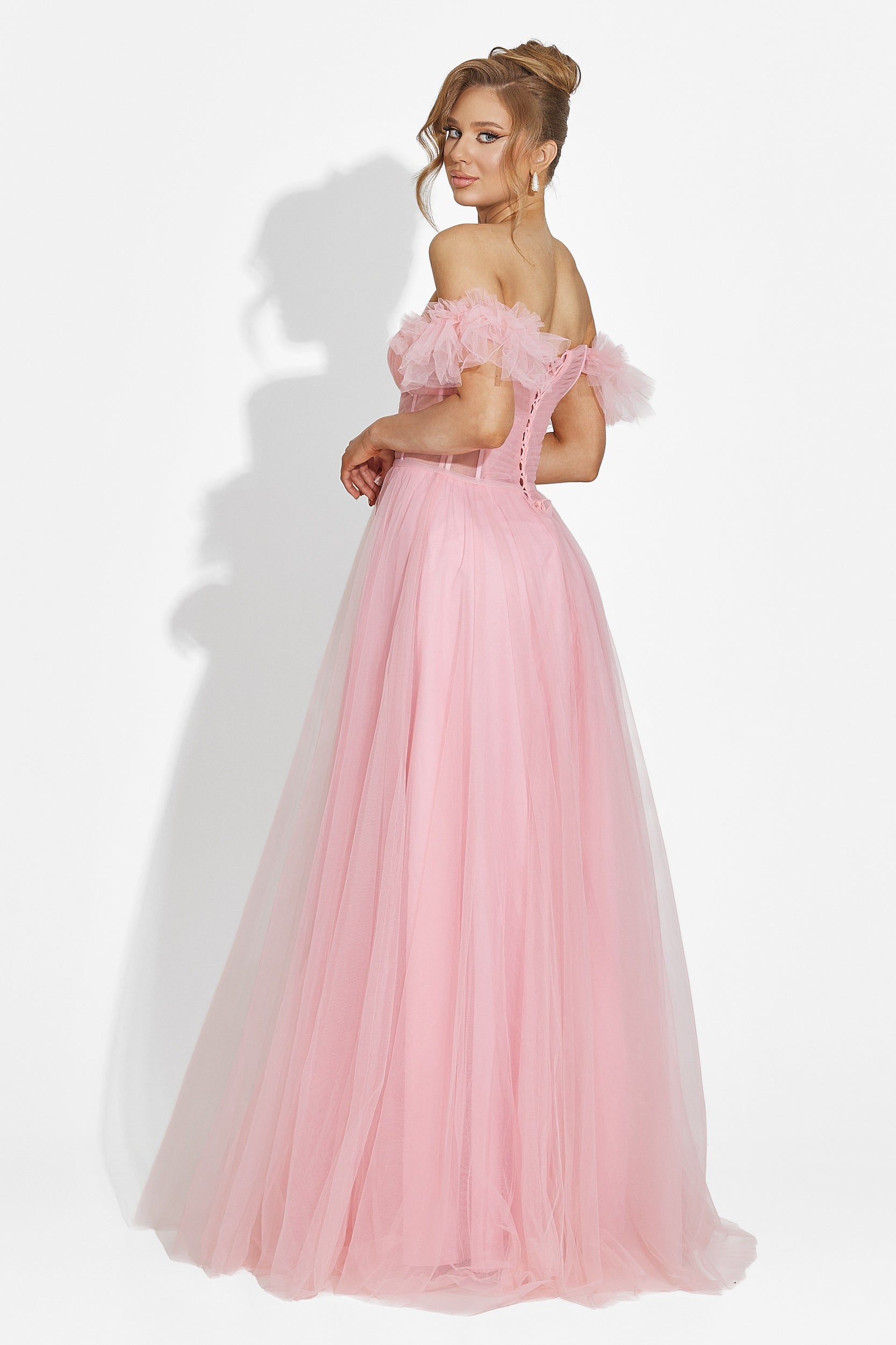 Rochie dama lunga roz Janiece Bogas