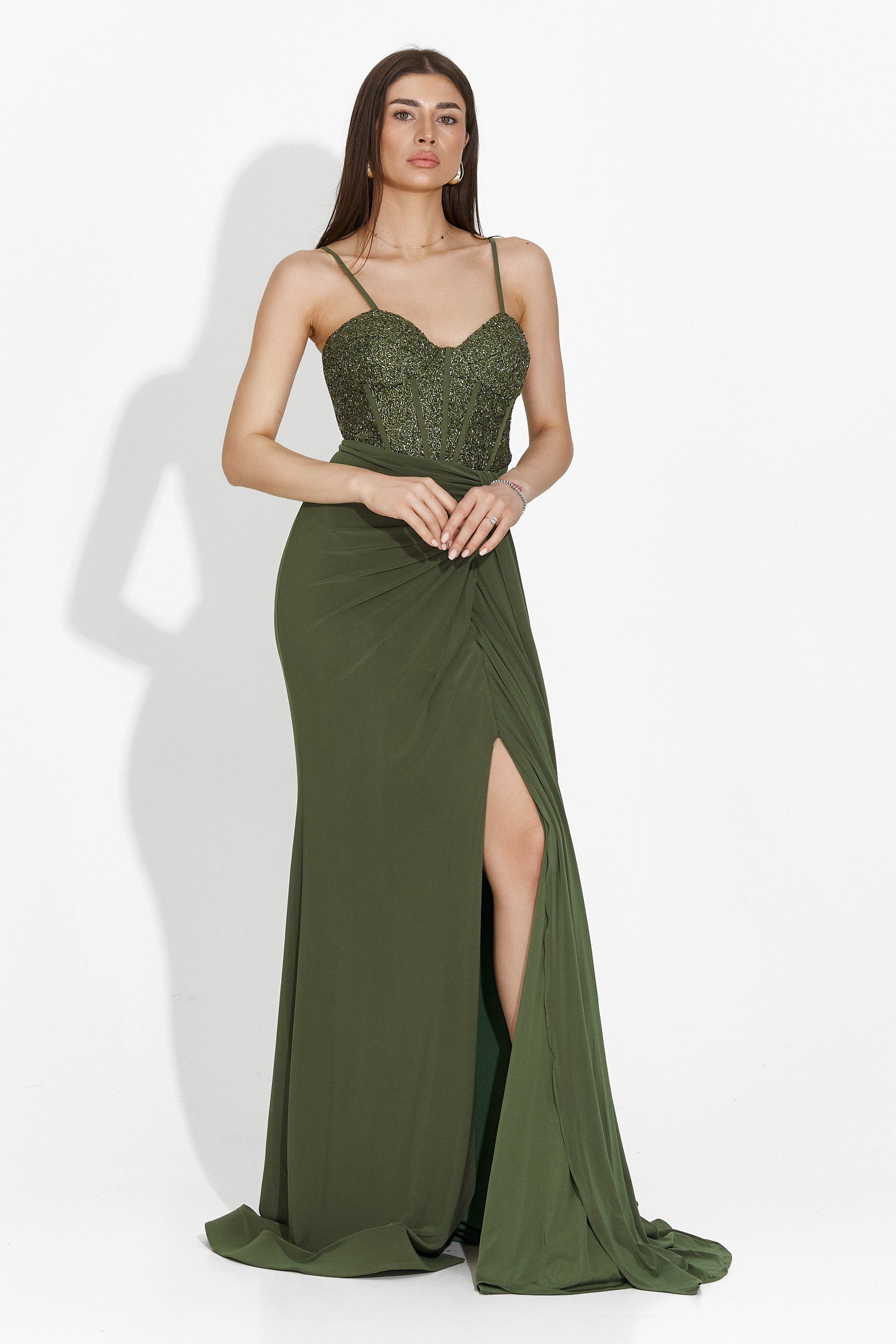 Rochie dama lunga verde Alexandria Bogas