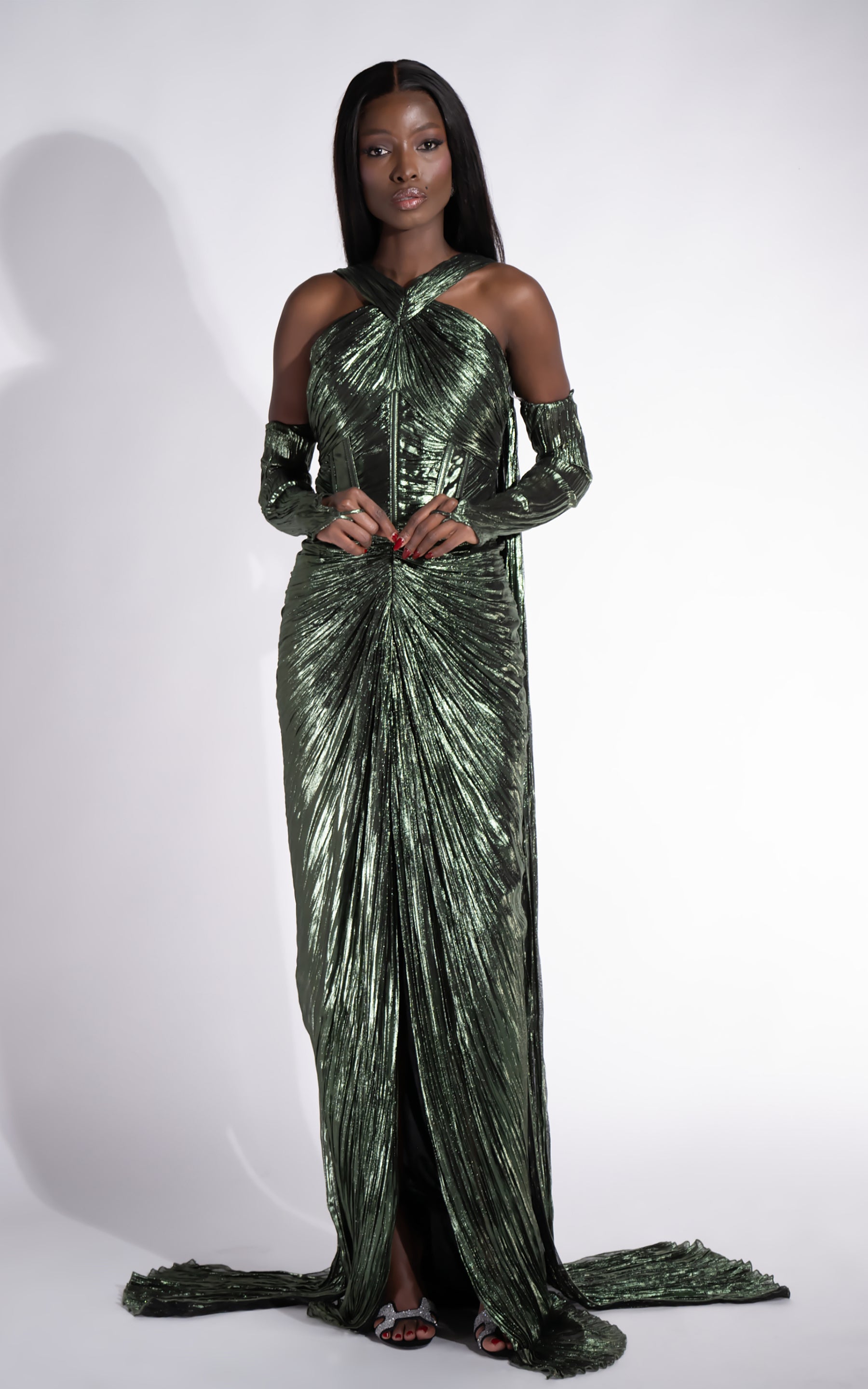 Rochie dama lunga verde Karlyana Bogas