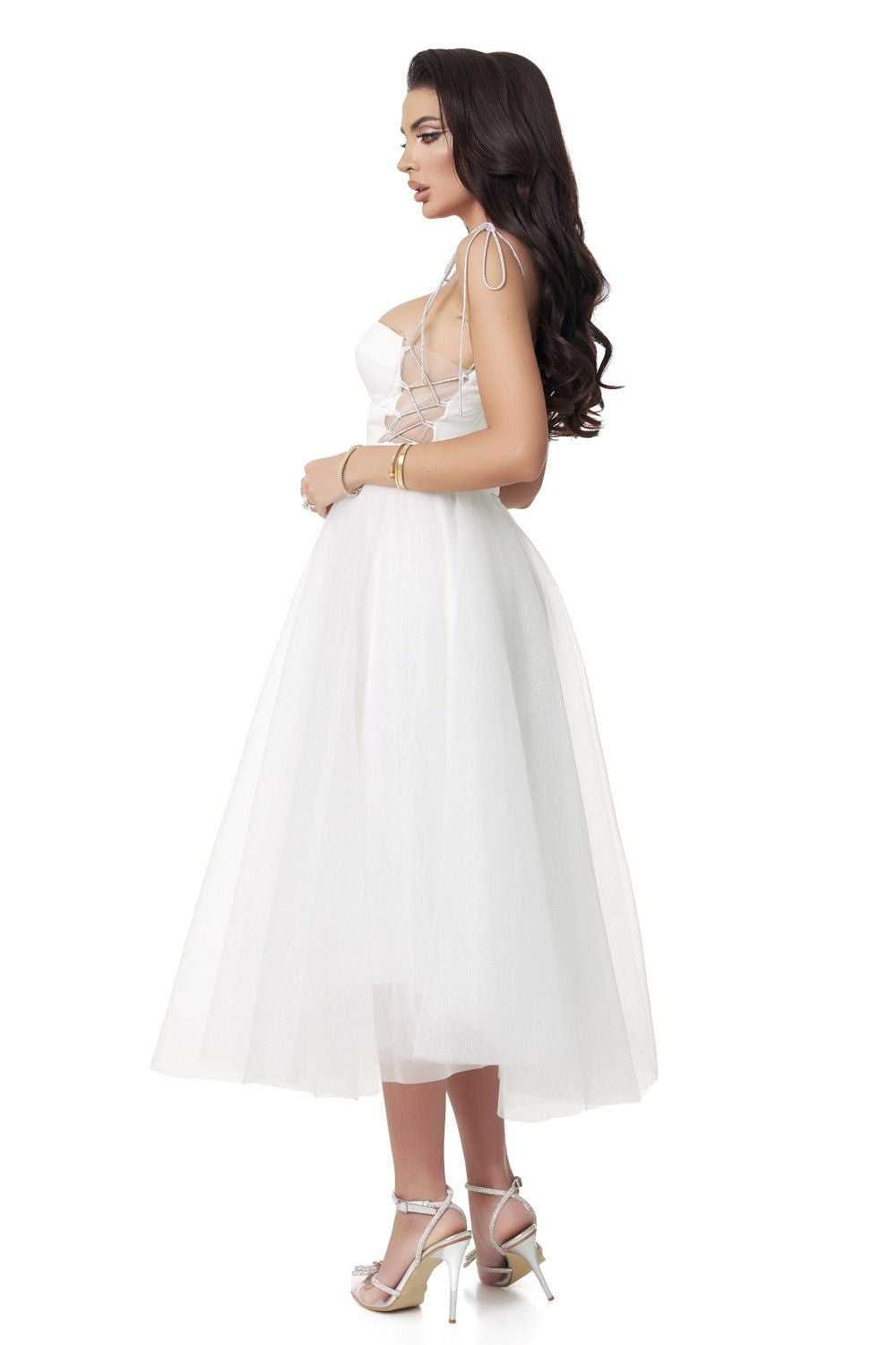 [Resigilat] Rochie dama medie alba Yuriko Bogas