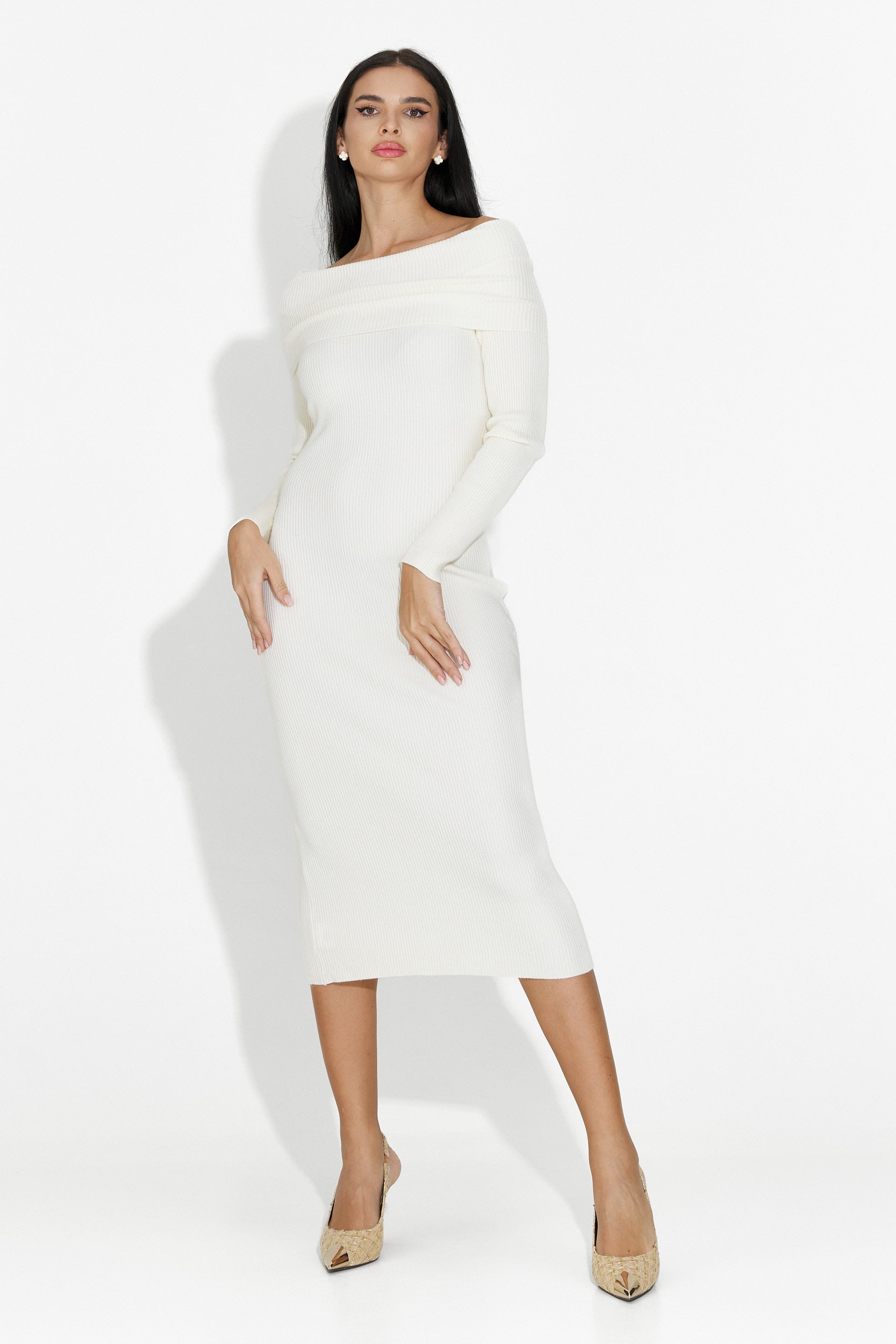 Rochie dama midi bej Velana Bogas