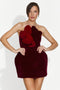 Rochie dama scurta burgundy Delina Bogas