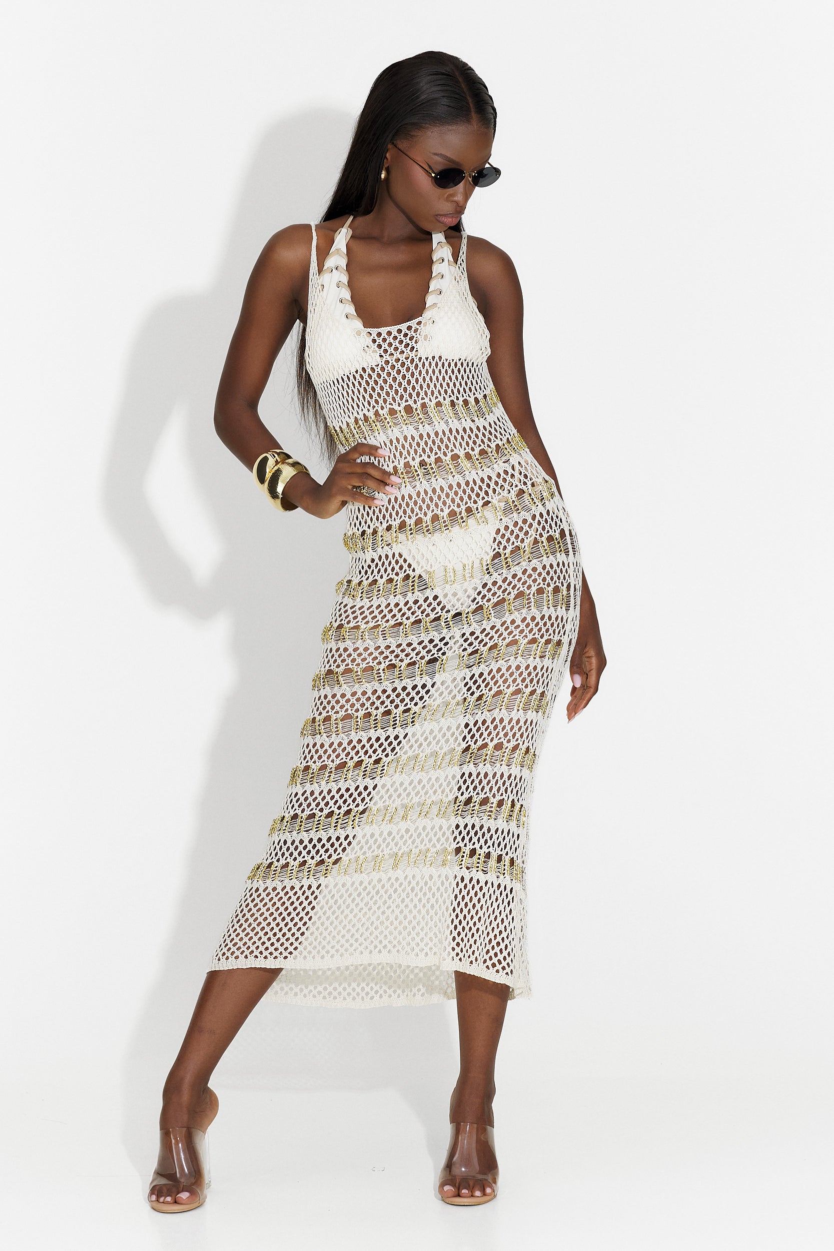 Rochie de plaja bej Harieta Bogas