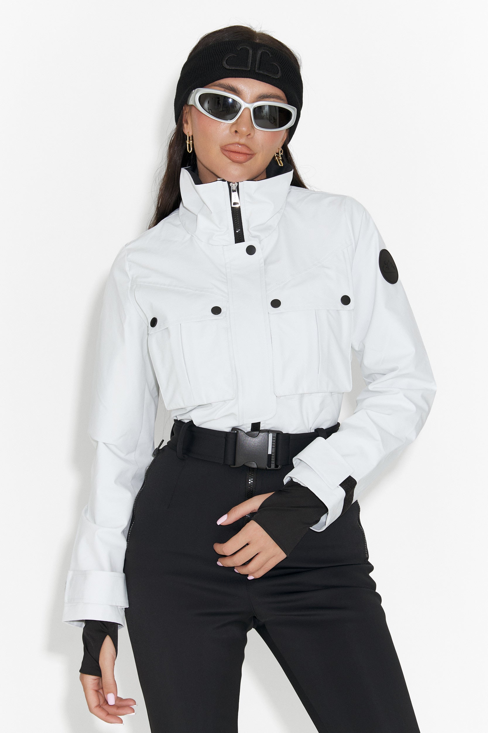 Salopeta ski casual alb negru Glorise Bogas