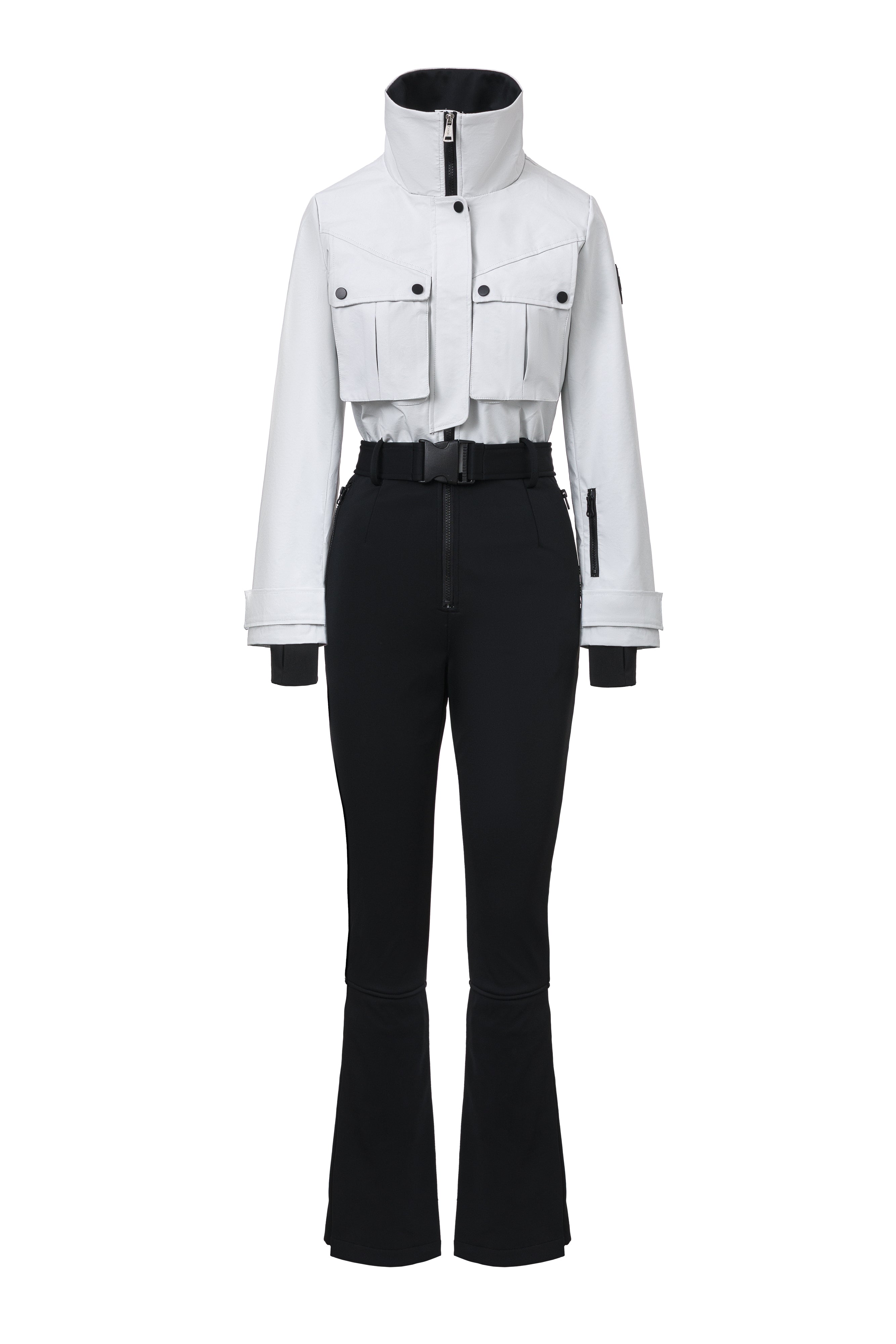 Salopeta ski casual alb negru Glorise Bogas