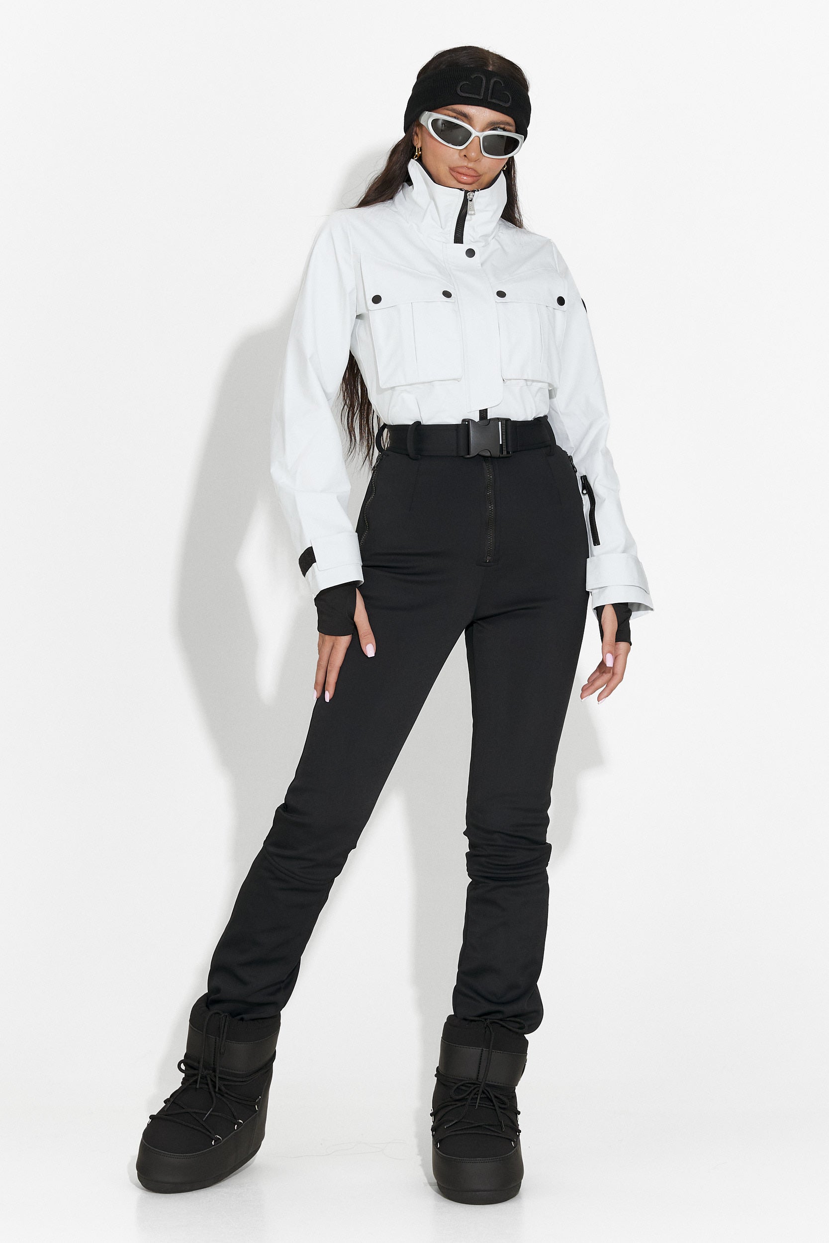 Salopeta ski casual alb negru Glorise Bogas