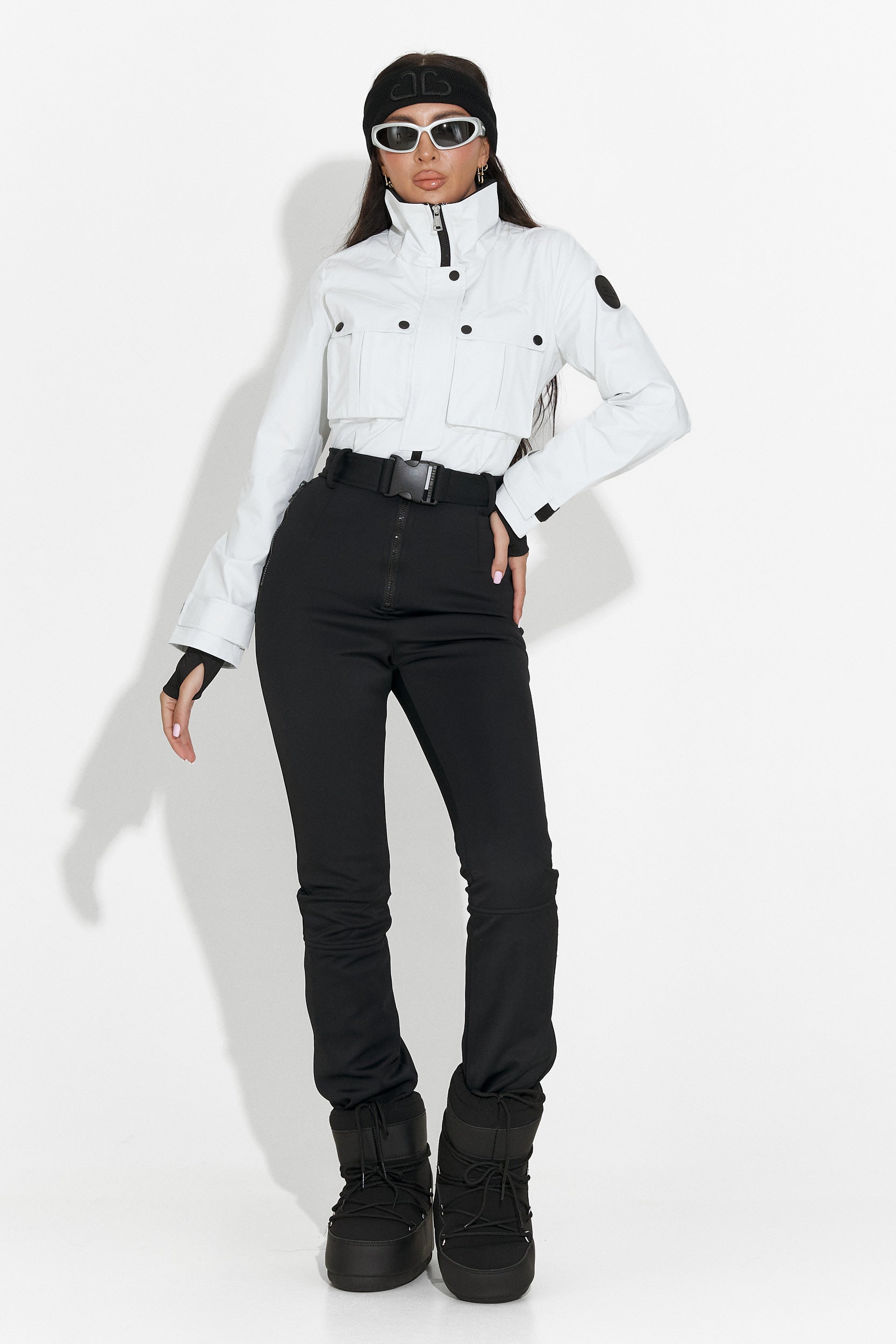 Salopeta ski casual alb negru Glorise Bogas