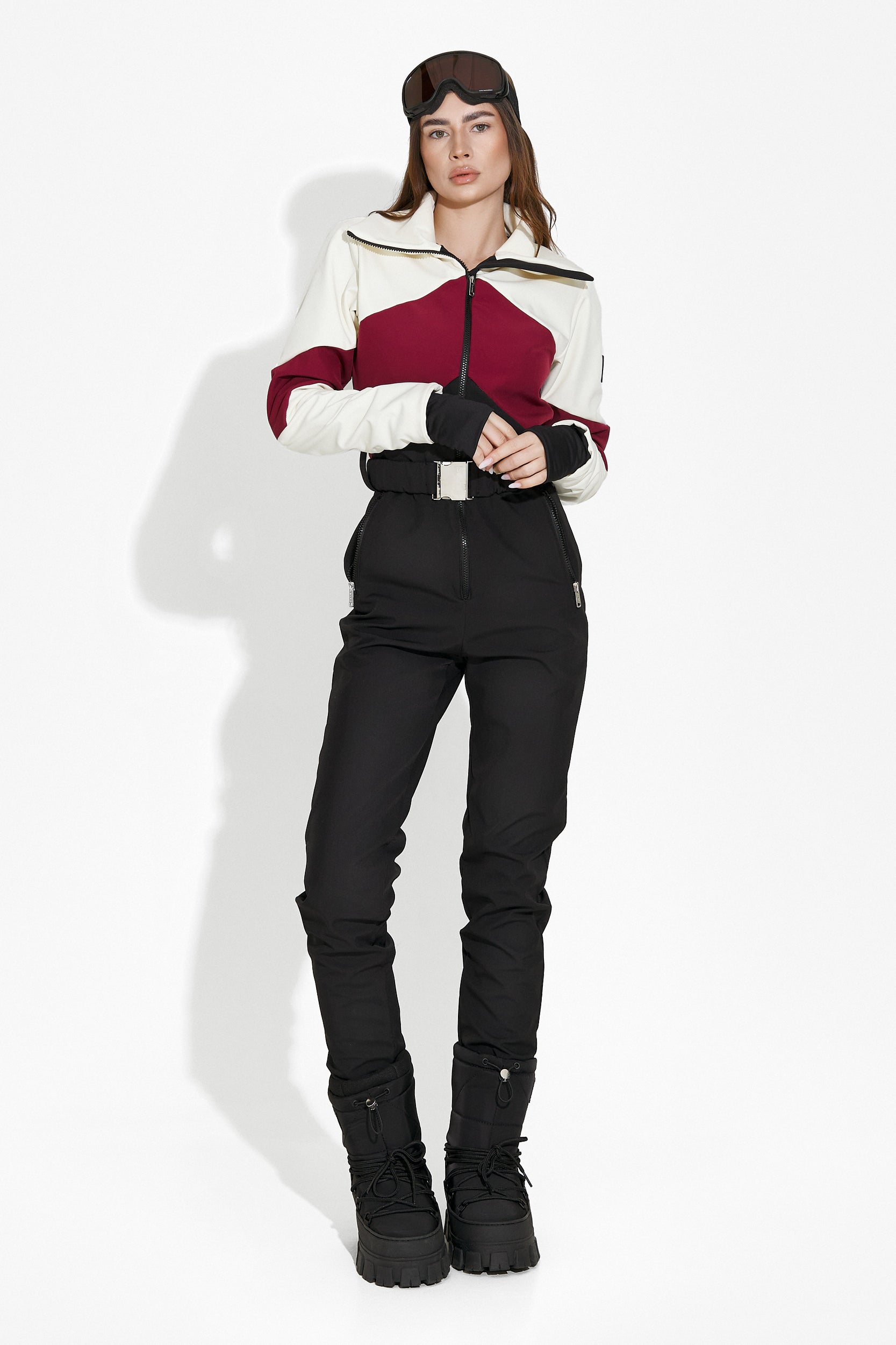 Salopeta ski casual burgundy negru Radika Bogas