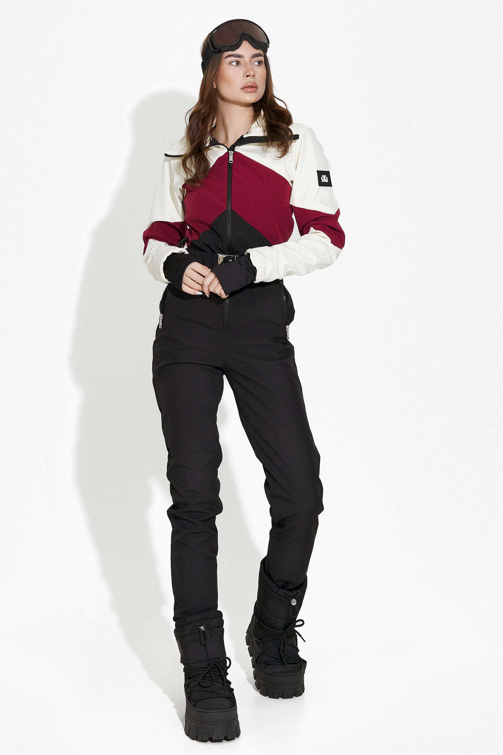 Salopeta ski casual burgundy negru Radika Bogas