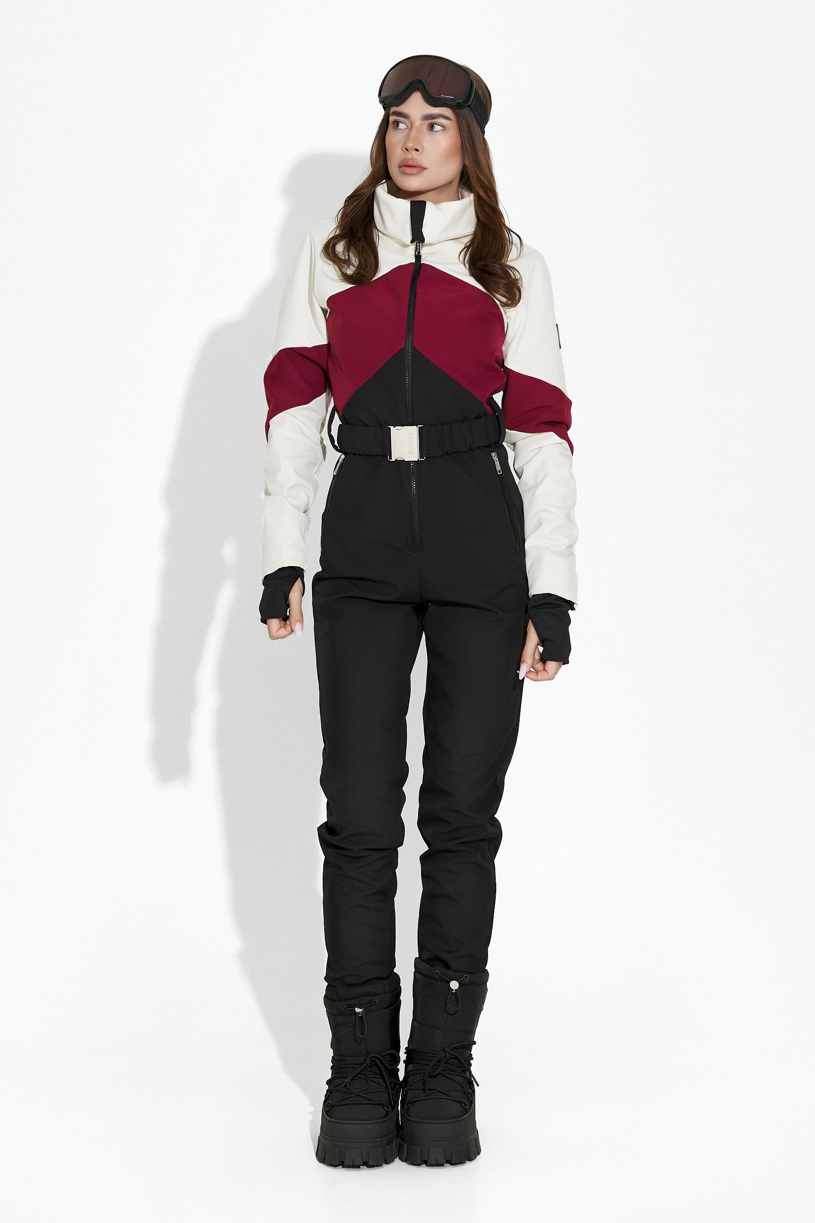 Salopeta ski casual burgundy negru Radika Bogas