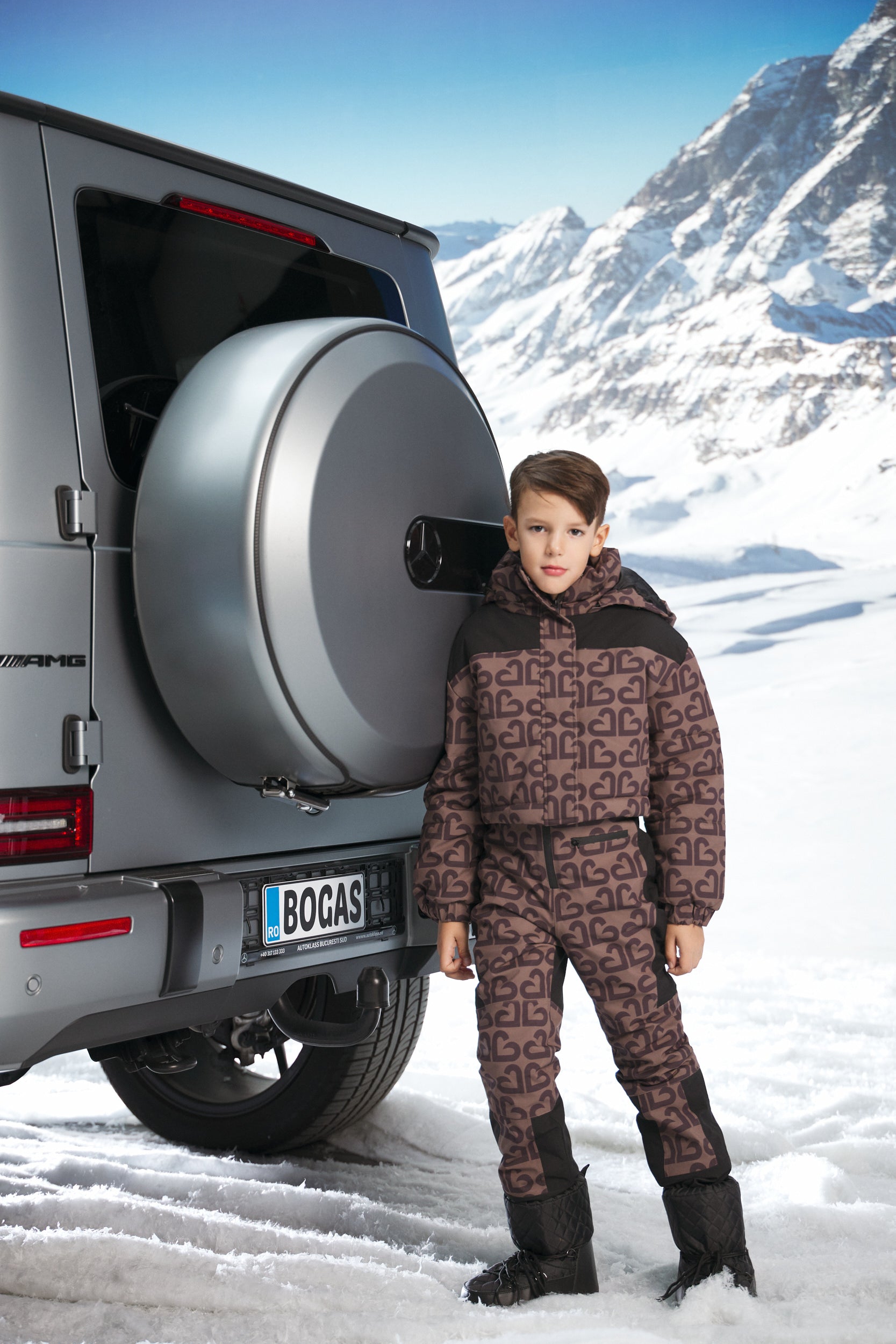 Salopeta ski copii maro Alisone Bogas