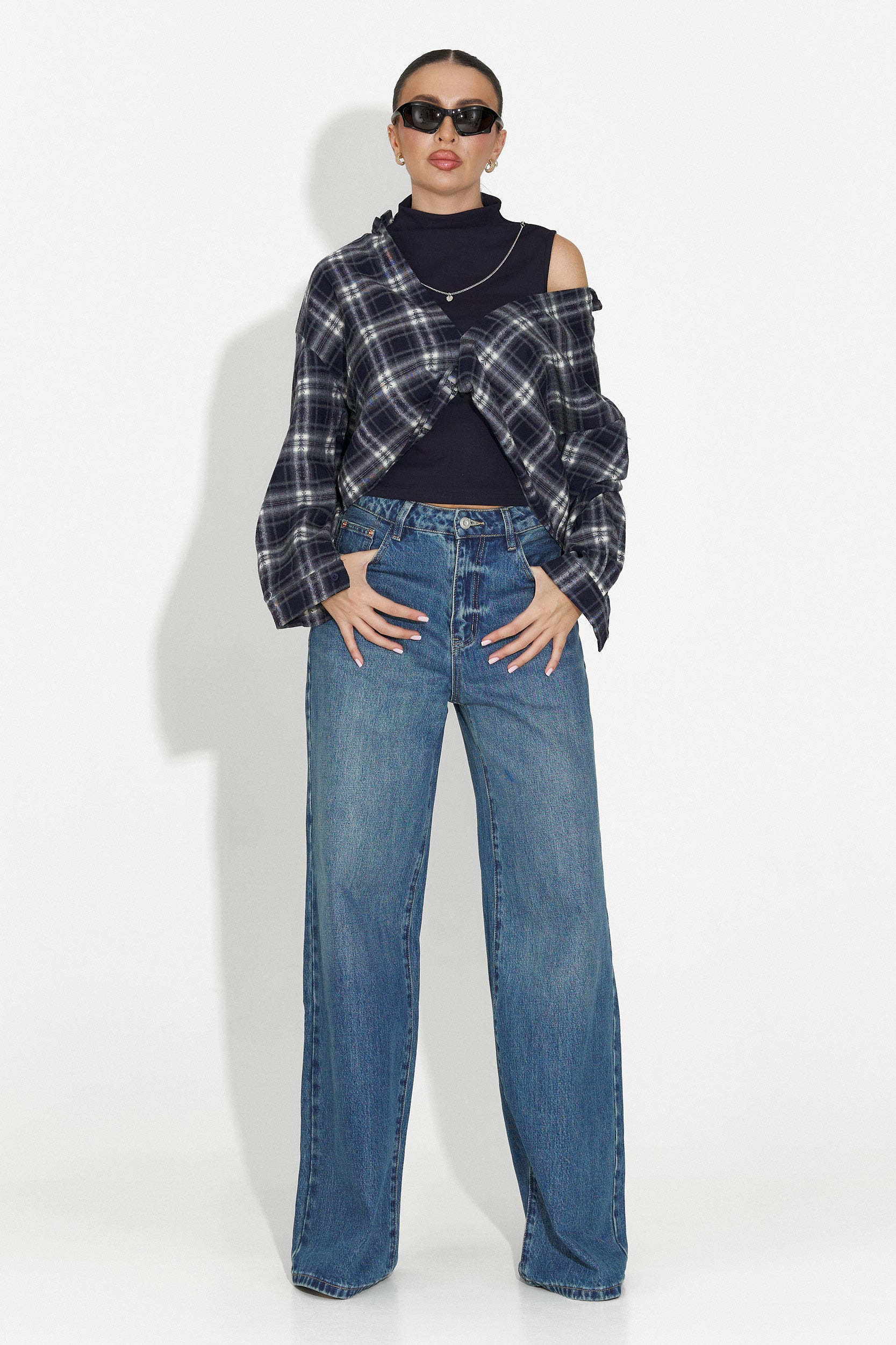 Set camasa dama + maiou bleumarin Noielia Bogas