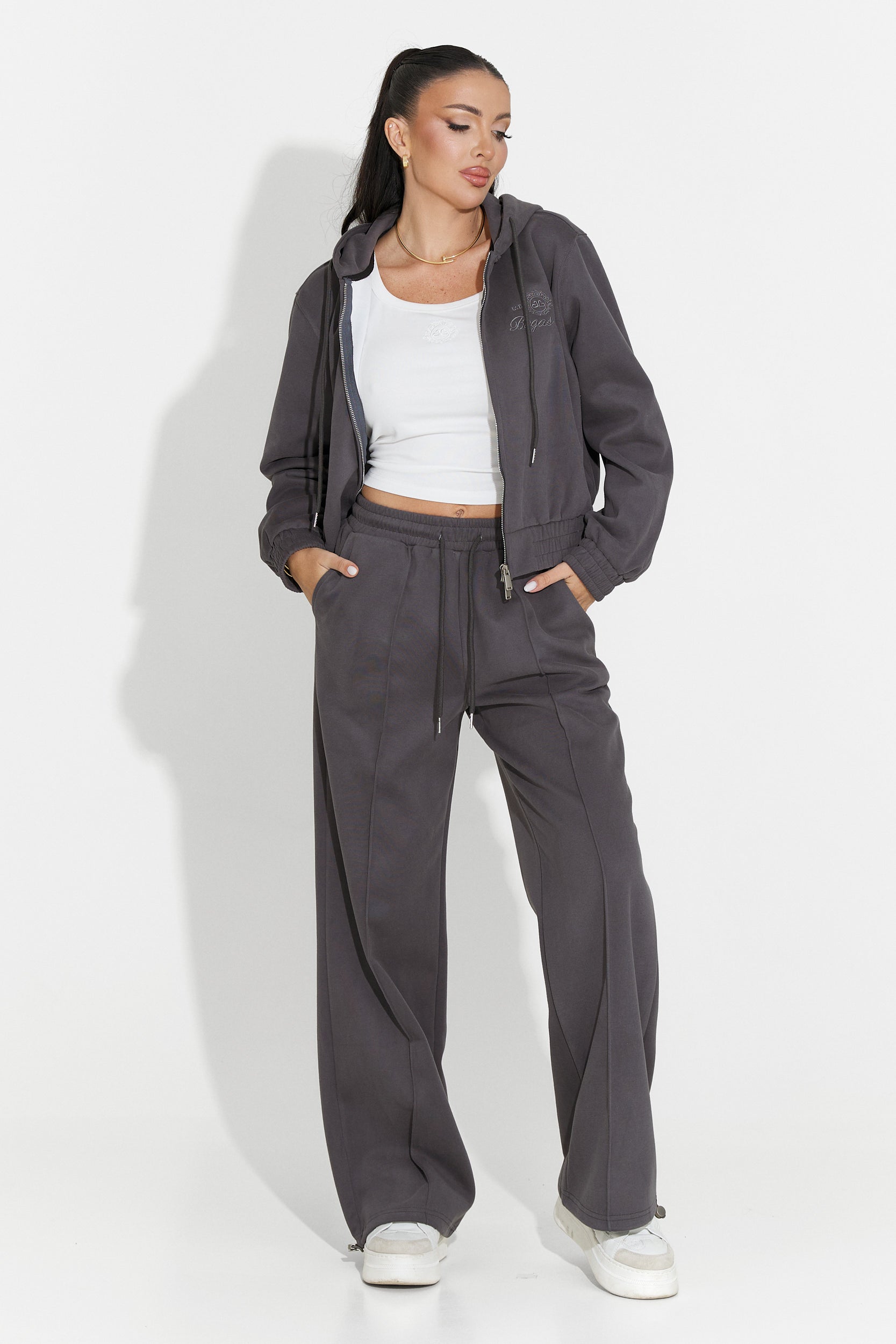 Trening dama casual gri inchis Lorisea Bogas