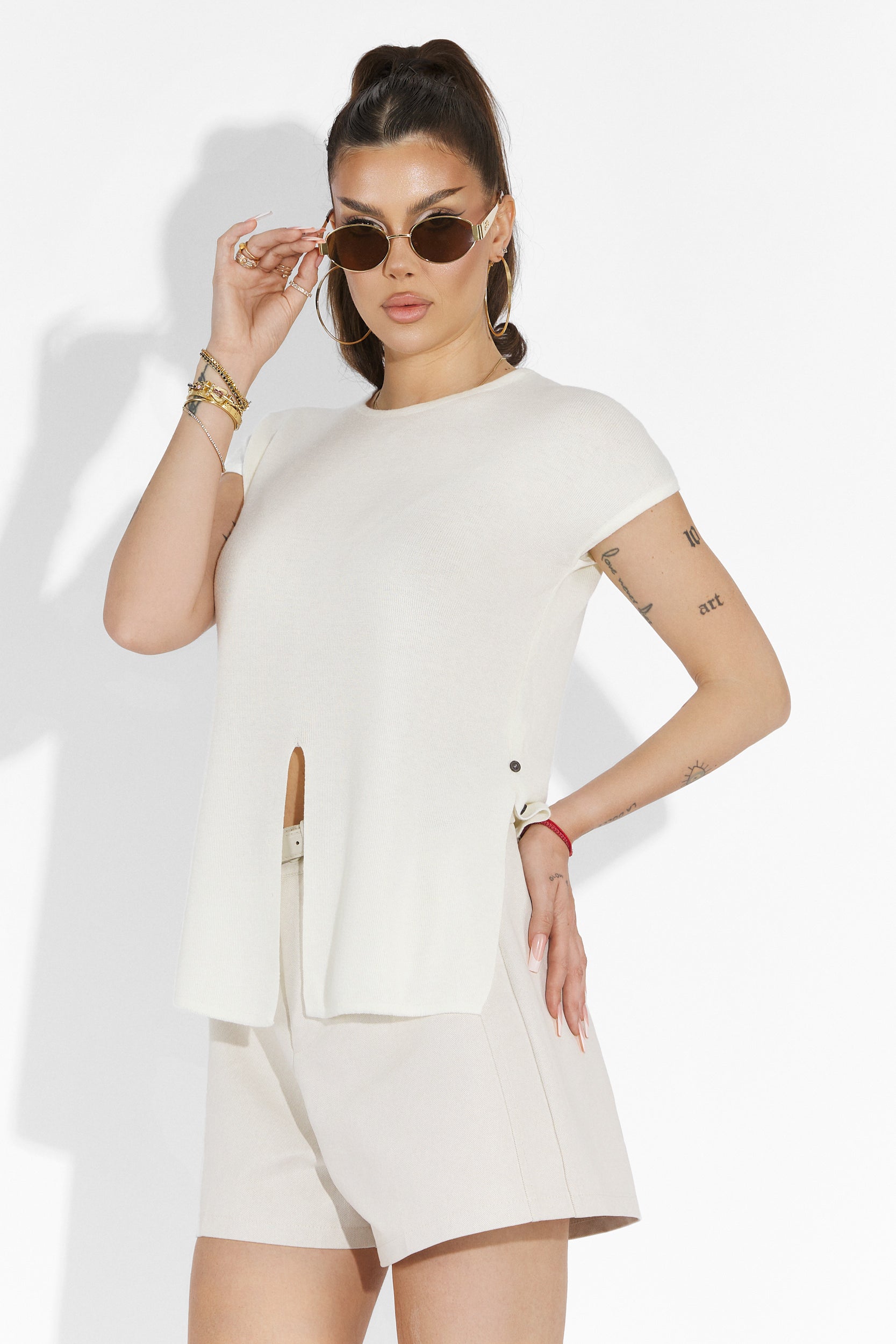 Tricou dama casual alb Denisha Bogas