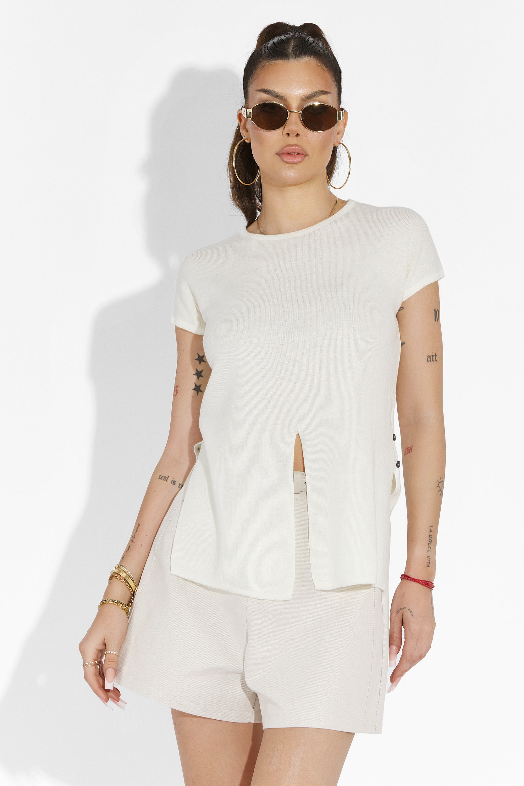 Tricou dama casual alb Denisha Bogas