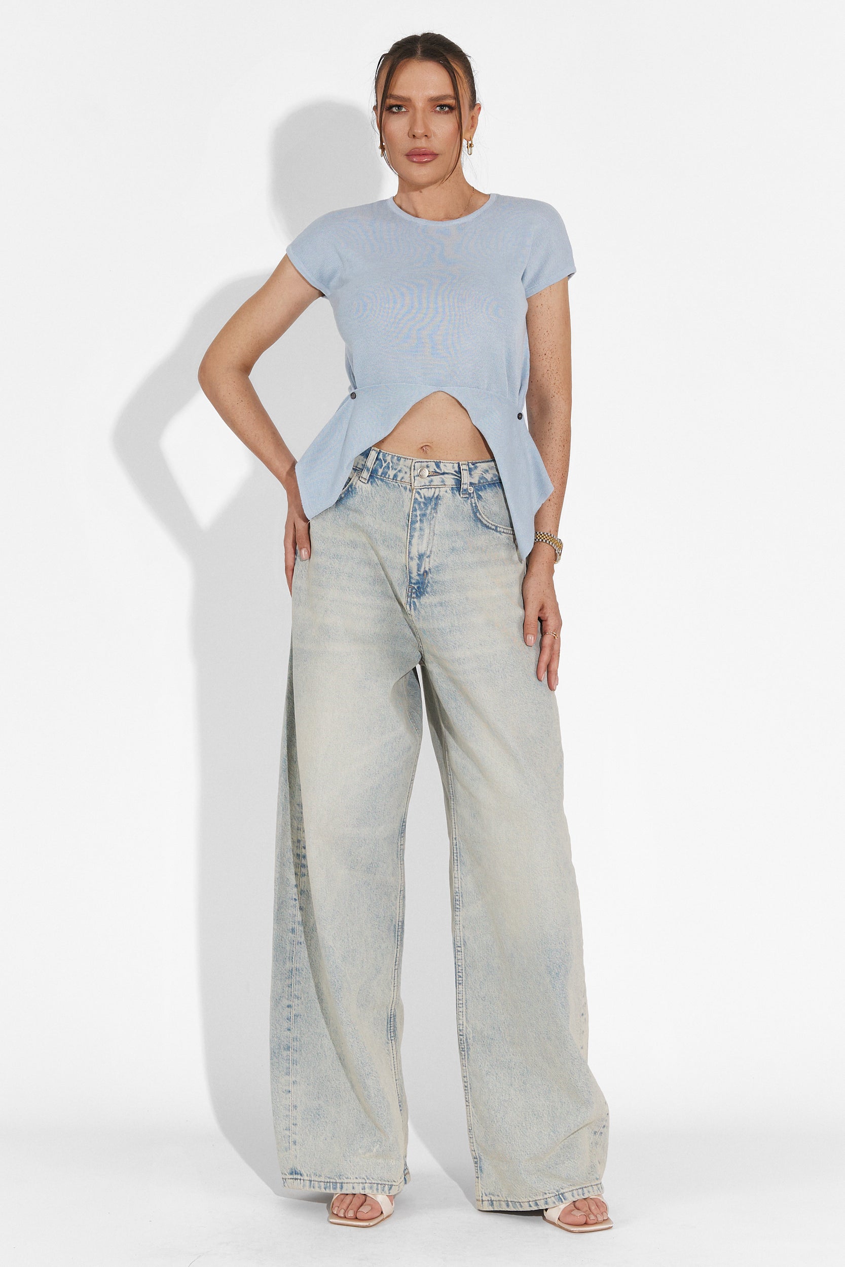 Tricou dama casual bleu Denisha Bogas