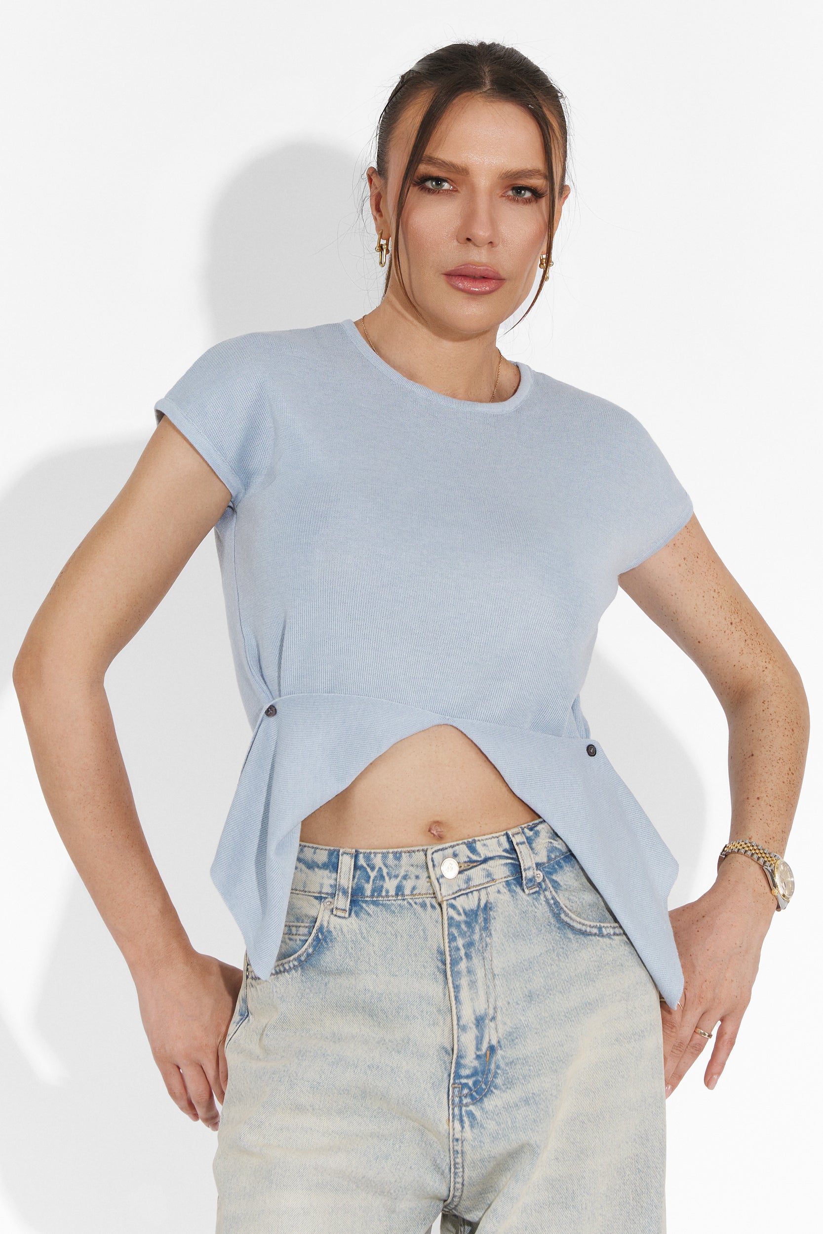 Tricou dama casual bleu Denisha Bogas
