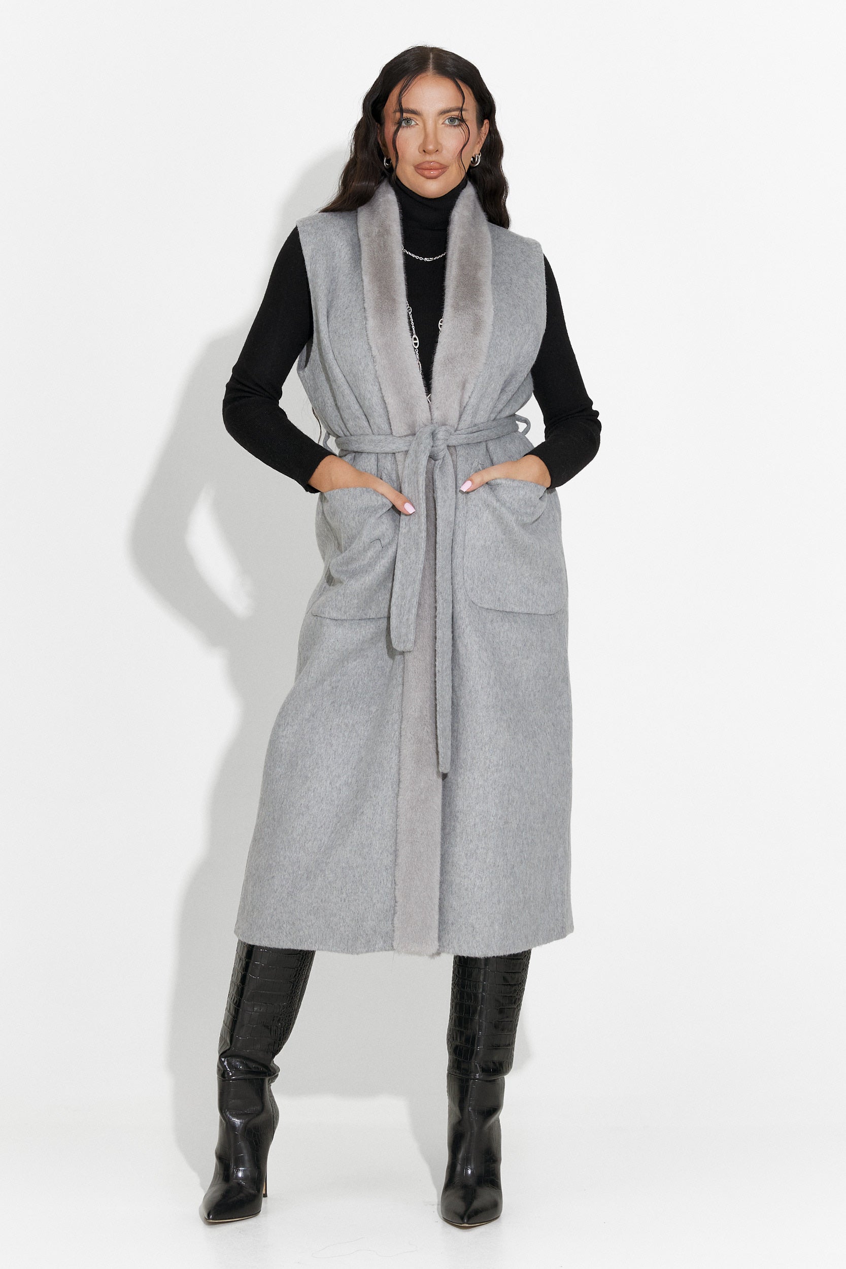 Vesta dama eleganta gri Brania Bogas